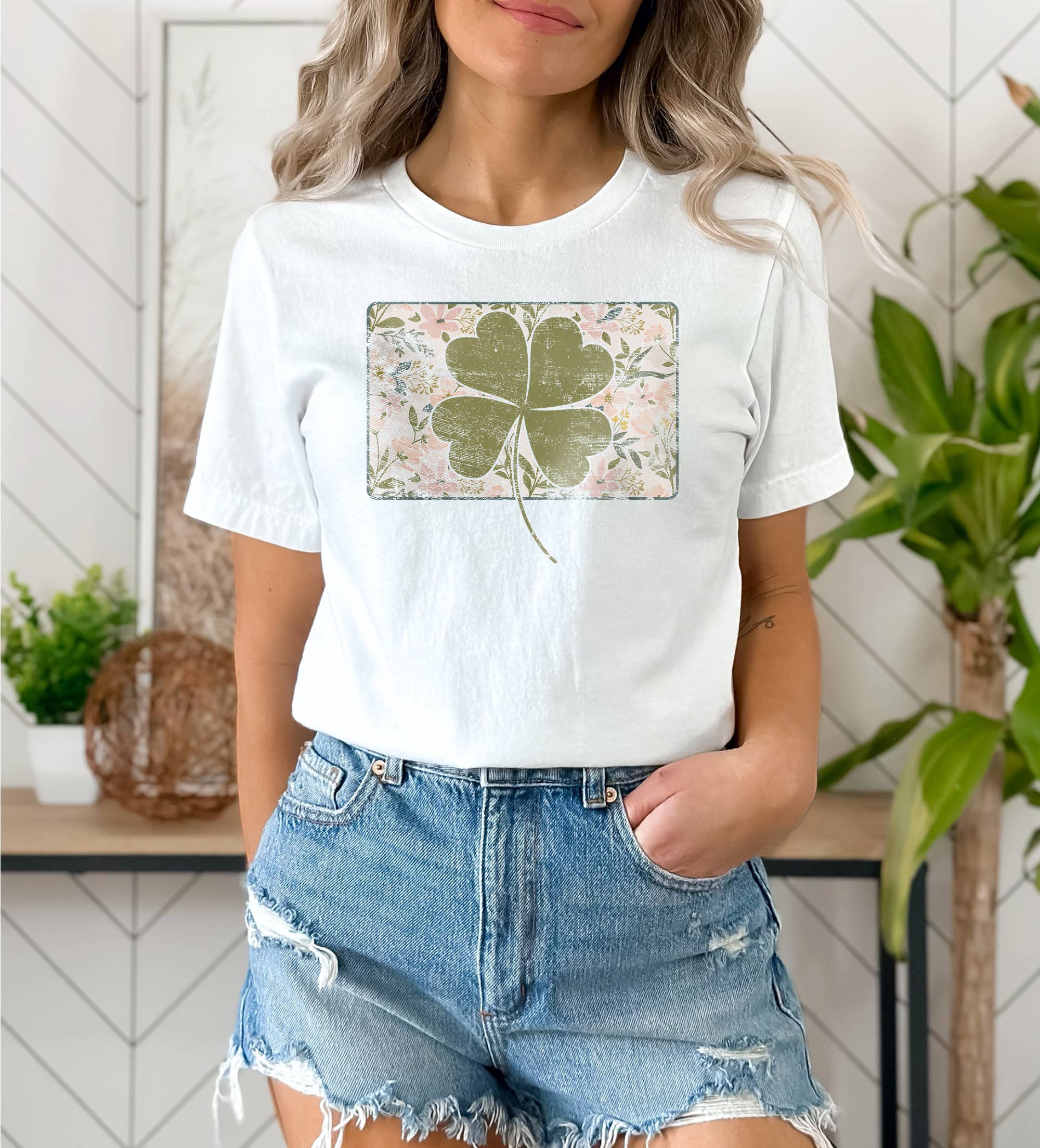 Clover On Floral Tee | St. Patrick's Day | Sizes XS-2XL Hoodie, Sweatshirt | PodTeesHub.com