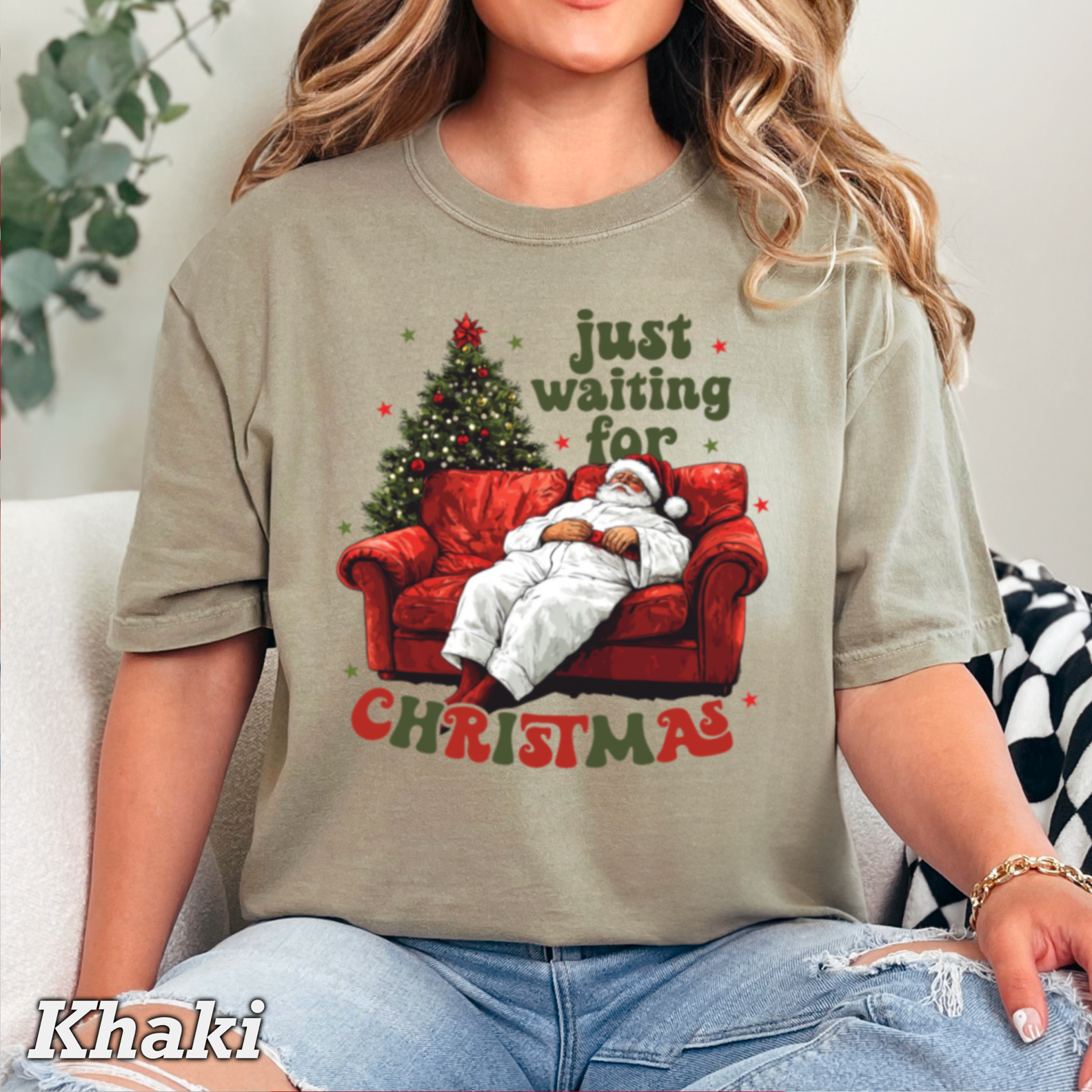 Just Waiting On Christmas 2025 Shirt | Comfort Color Hoodie, Sweatshirt | PodTeesHub.com