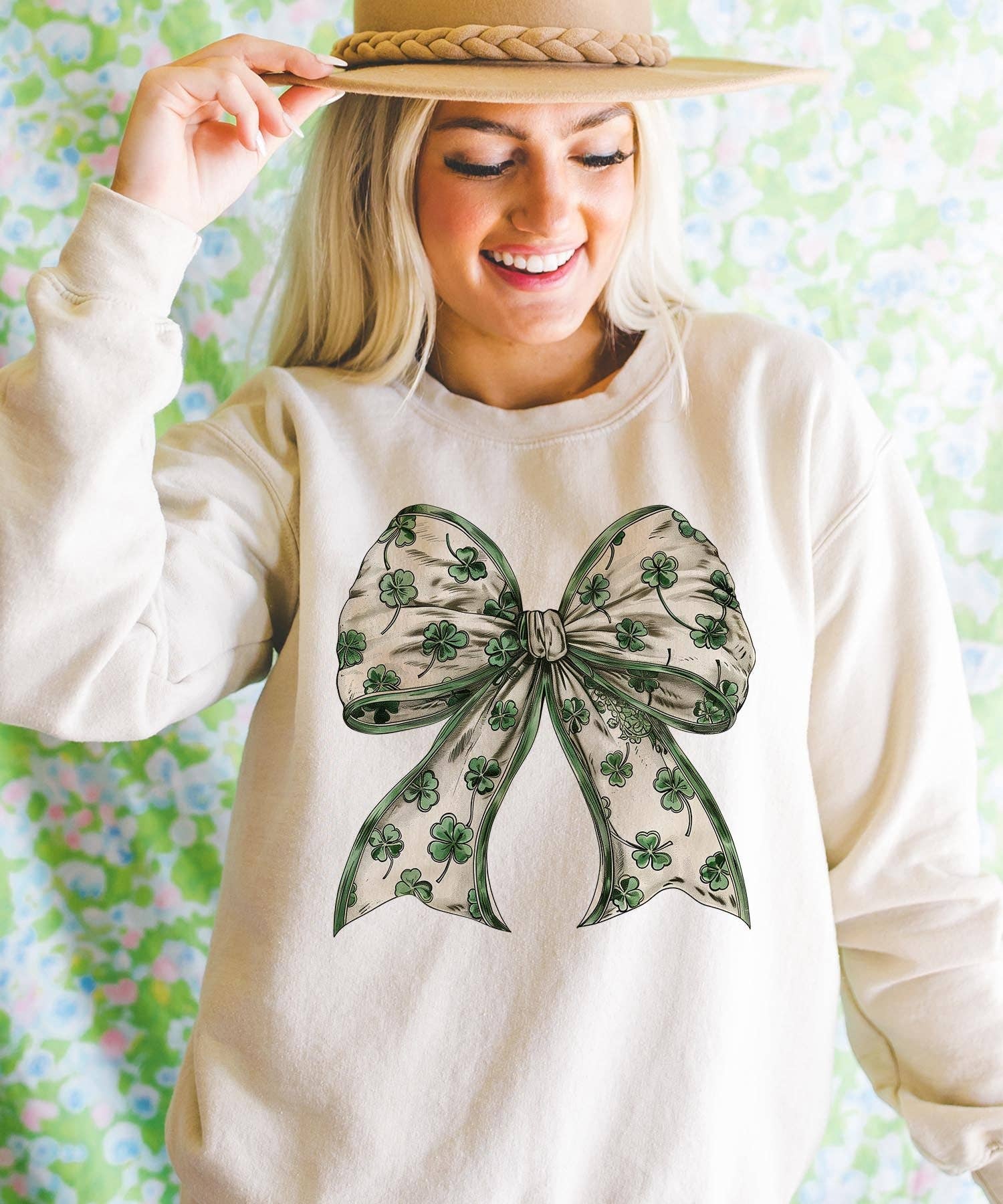 Coquette St. Patricks Bow - Cream Sweatshirt T-Shirts, Hoodie | PodTeesHub.com