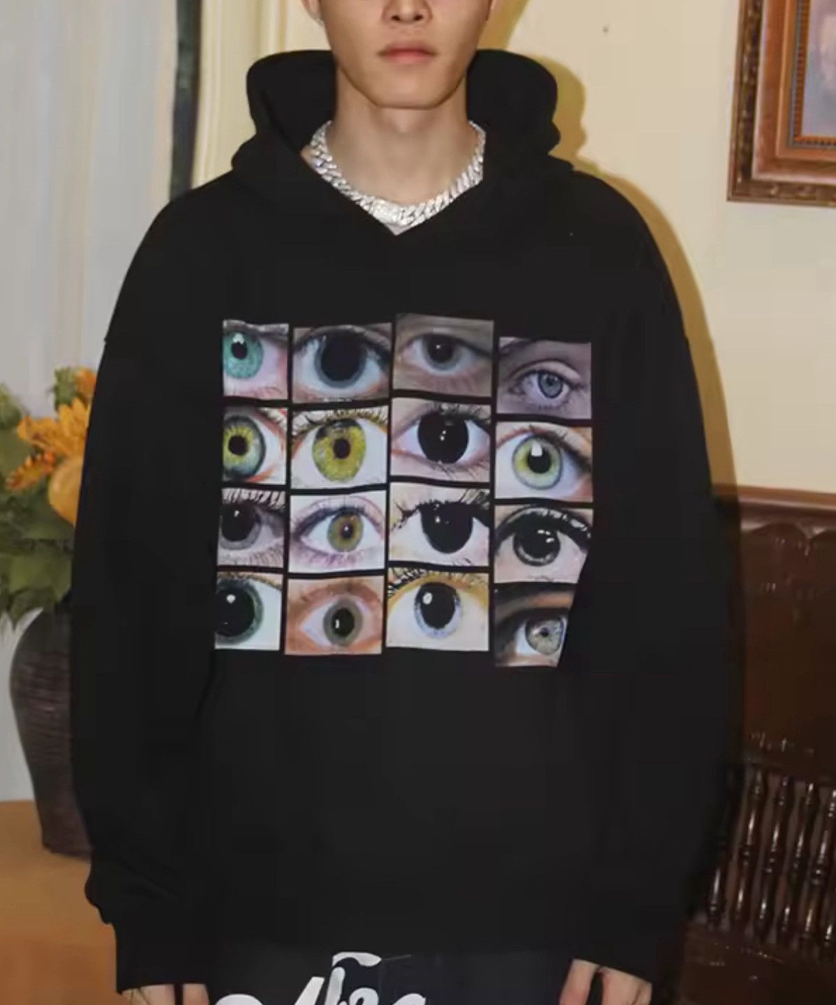 Japanese Brand Eye Catching Graphic Hoodie Black With Bold Eye Print T-Shirts, Sweatshirt | PodTeesHub.com