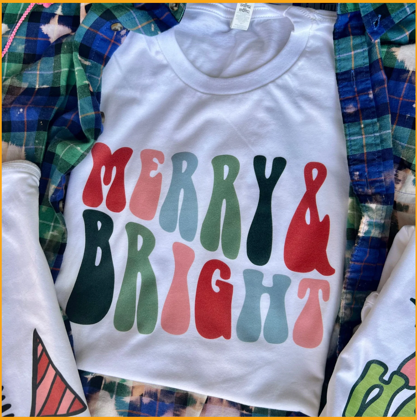 Merry and Bright Holiday Tee Hoodie, Sweatshirt | PodTeesHub.com