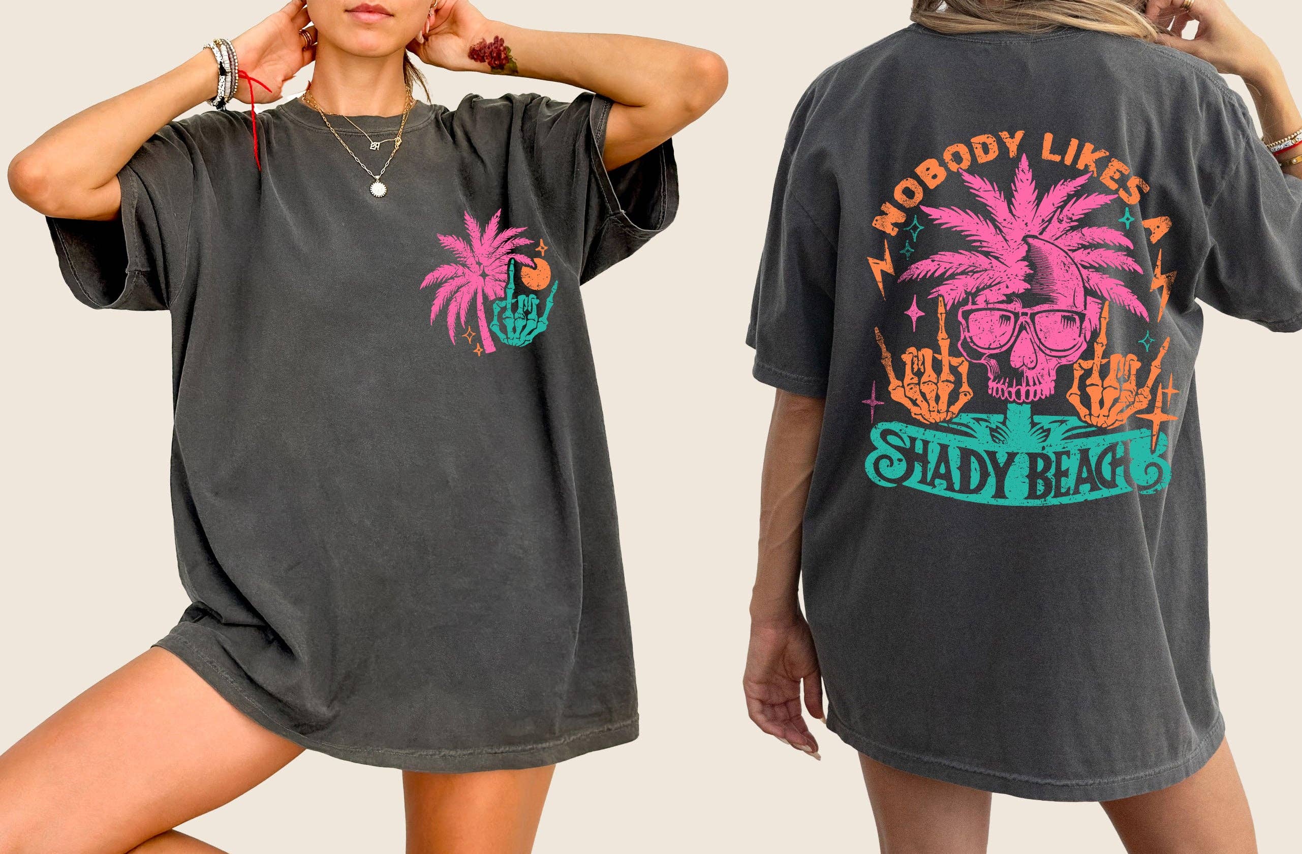 Skeleton Palm Tree Beach Wear Tshirt For Hot Girl Summer Hoodie, Sweatshirt | PodTeesHub.com