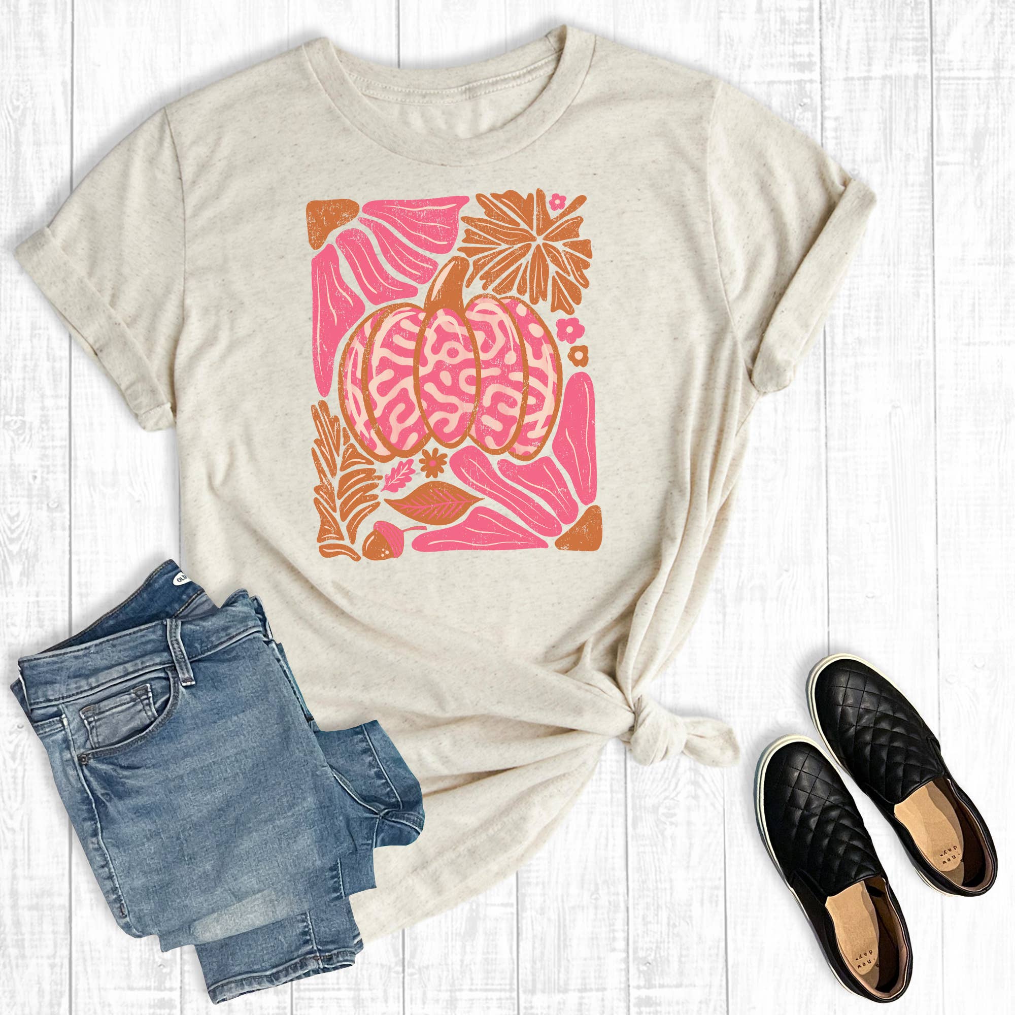 Fall Leopard Pumpkin Floral Graphic Tee Hoodie, Sweatshirt | PodTeesHub.com