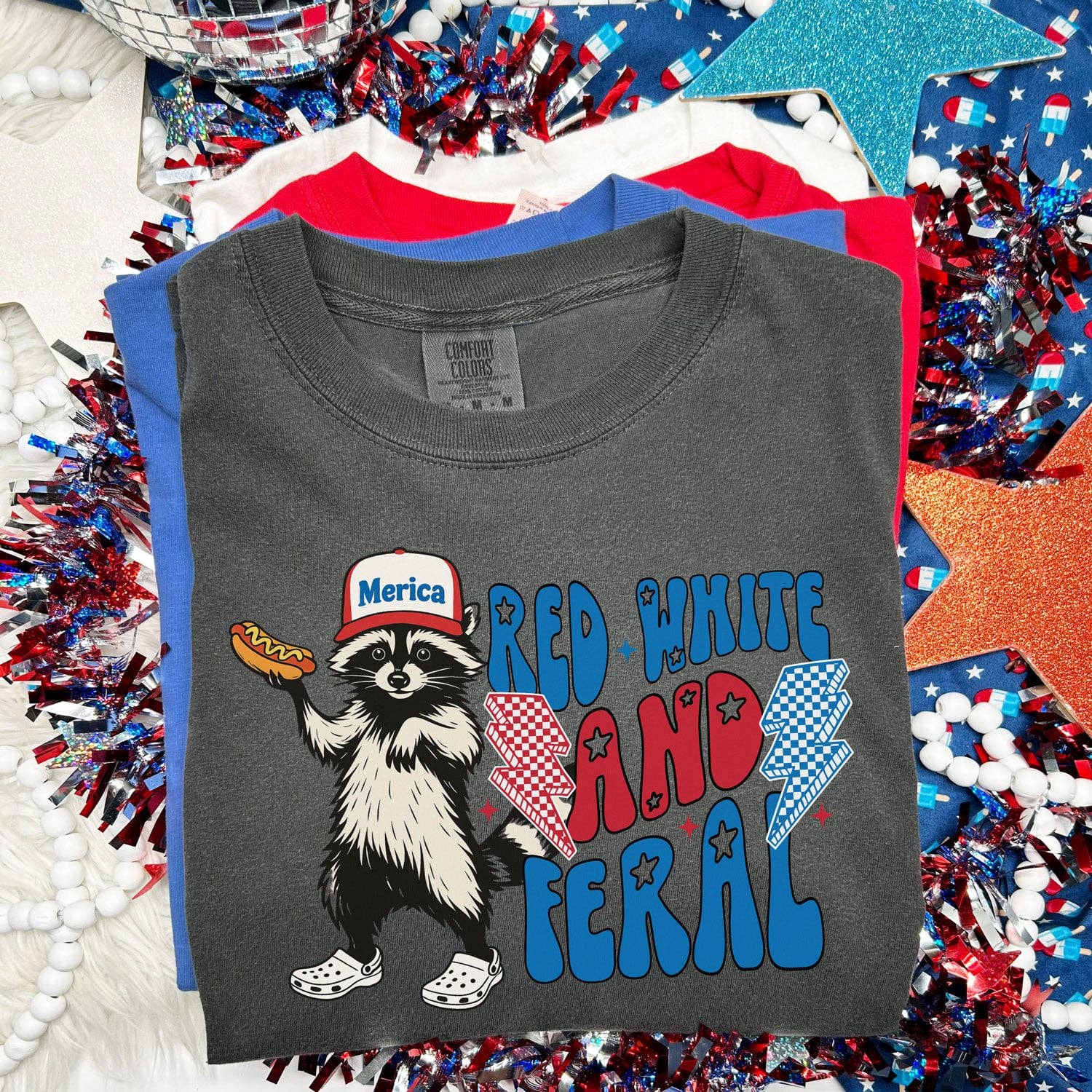 Red White & Feral Tee Hoodie, Sweatshirt | PodTeesHub.com