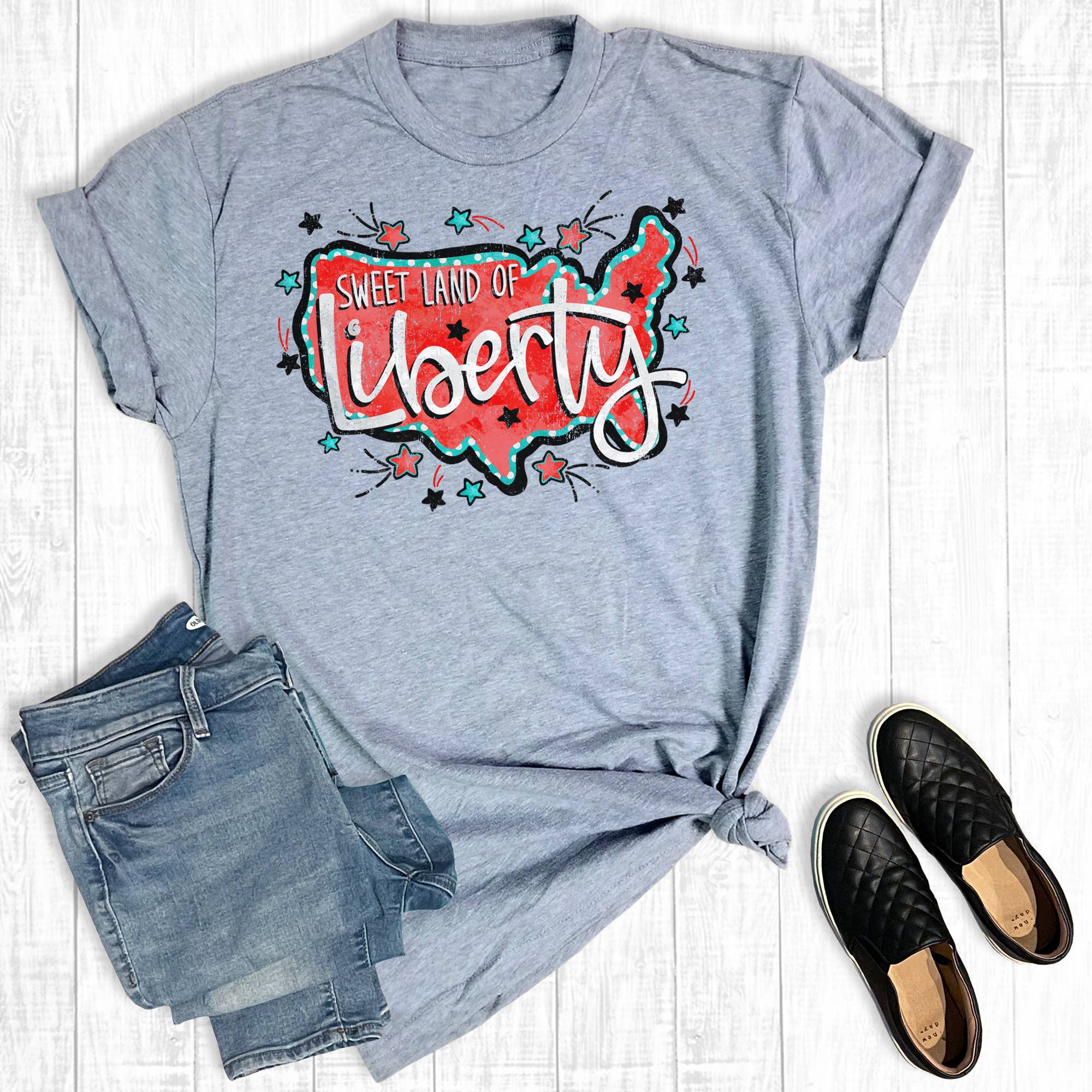 Fourth of July Sweet Land of Liberty Graphic Tee Hoodie, Sweatshirt | PodTeesHub.com