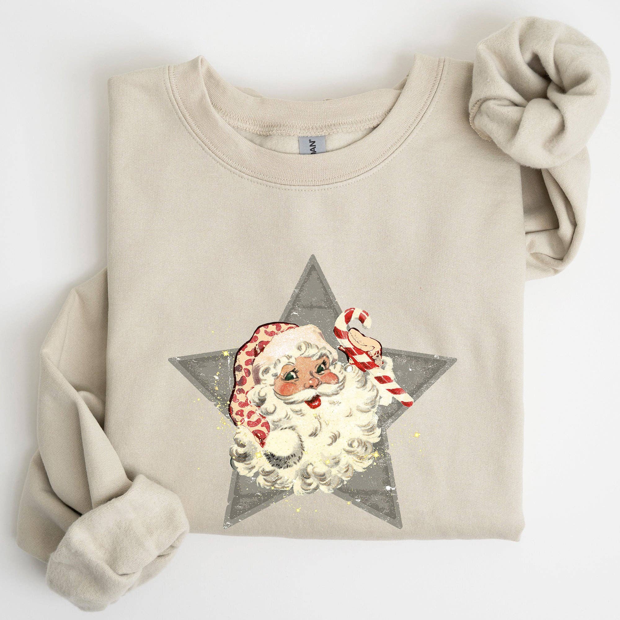 Retro Santa Green Star, Christmas, Winter, Xmas Sweatshirt T-Shirts, Hoodie | PodTeesHub.com