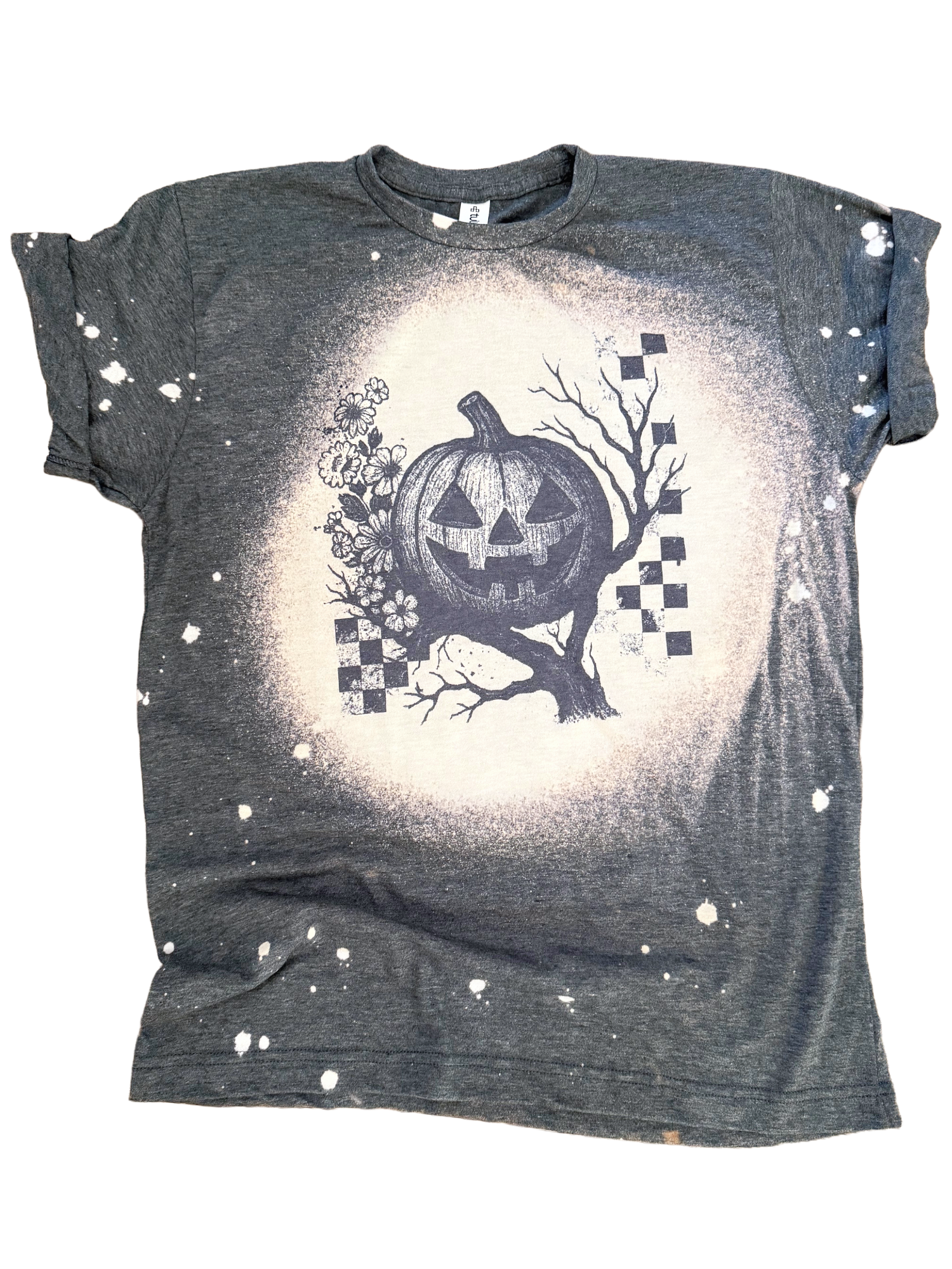 Pumpkin Patch Checkered Halloween Bleached Tee Hoodie, Sweatshirt | PodTeesHub.com