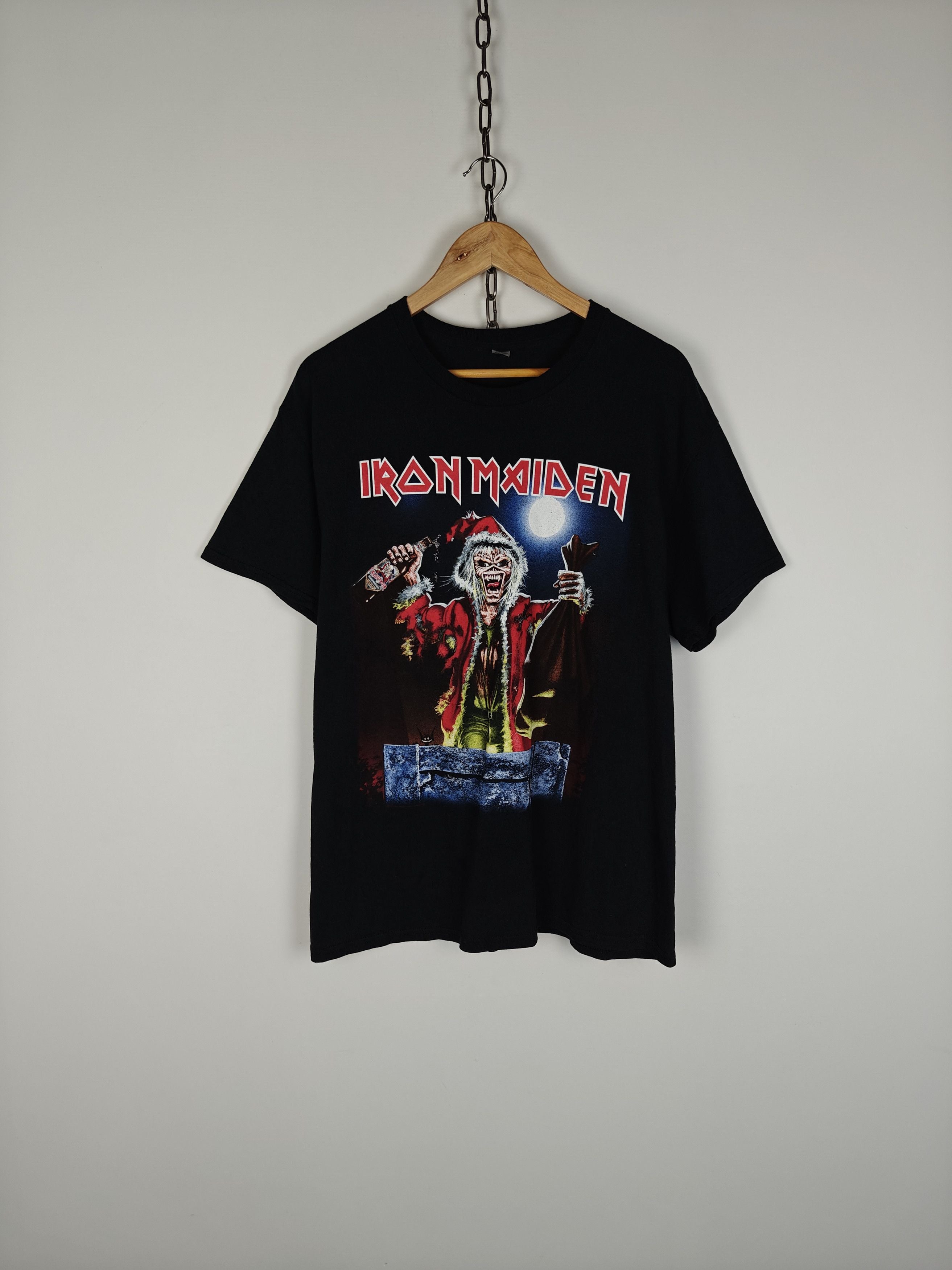 Maiden Iron Maien Rock T Shirt Merch Tee Santa Zombie Size M Hoodie, Sweatshirt | PodTeesHub.com