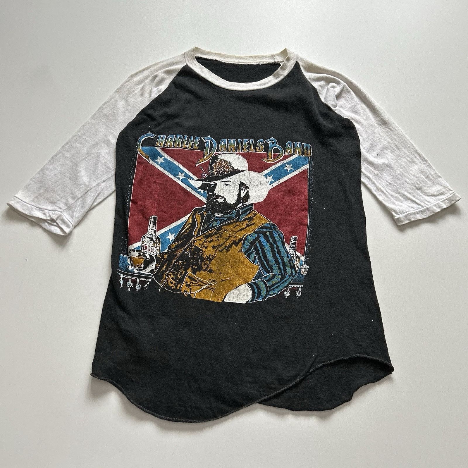Vintage 80s Charlie Daniels Raglan Band T Shirt Small Rare Hoodie, Sweatshirt | PodTeesHub.com