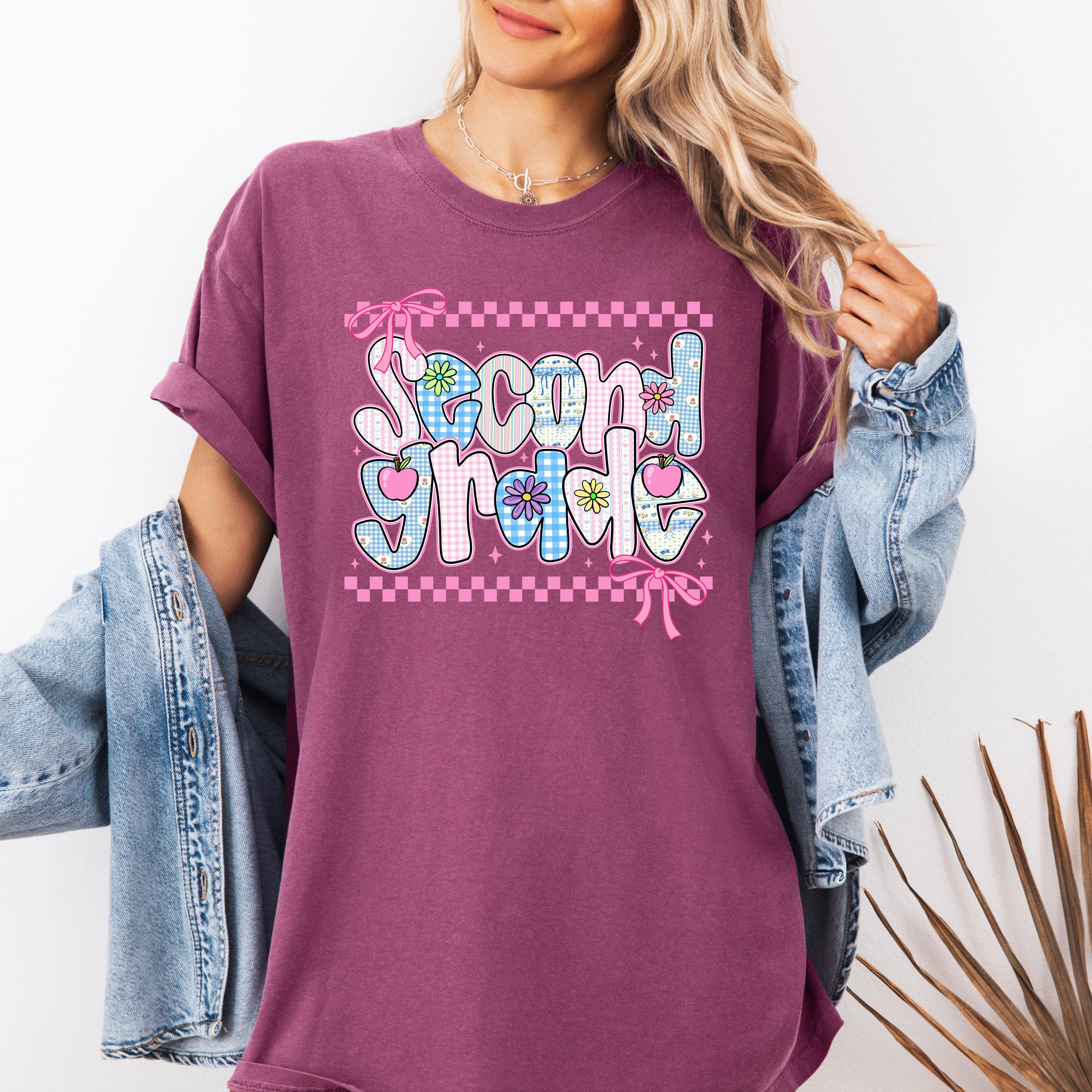 Second Grade Teacher, Retro Checkered Back To School T-Shirt Hoodie, Sweatshirt | PodTeesHub.com