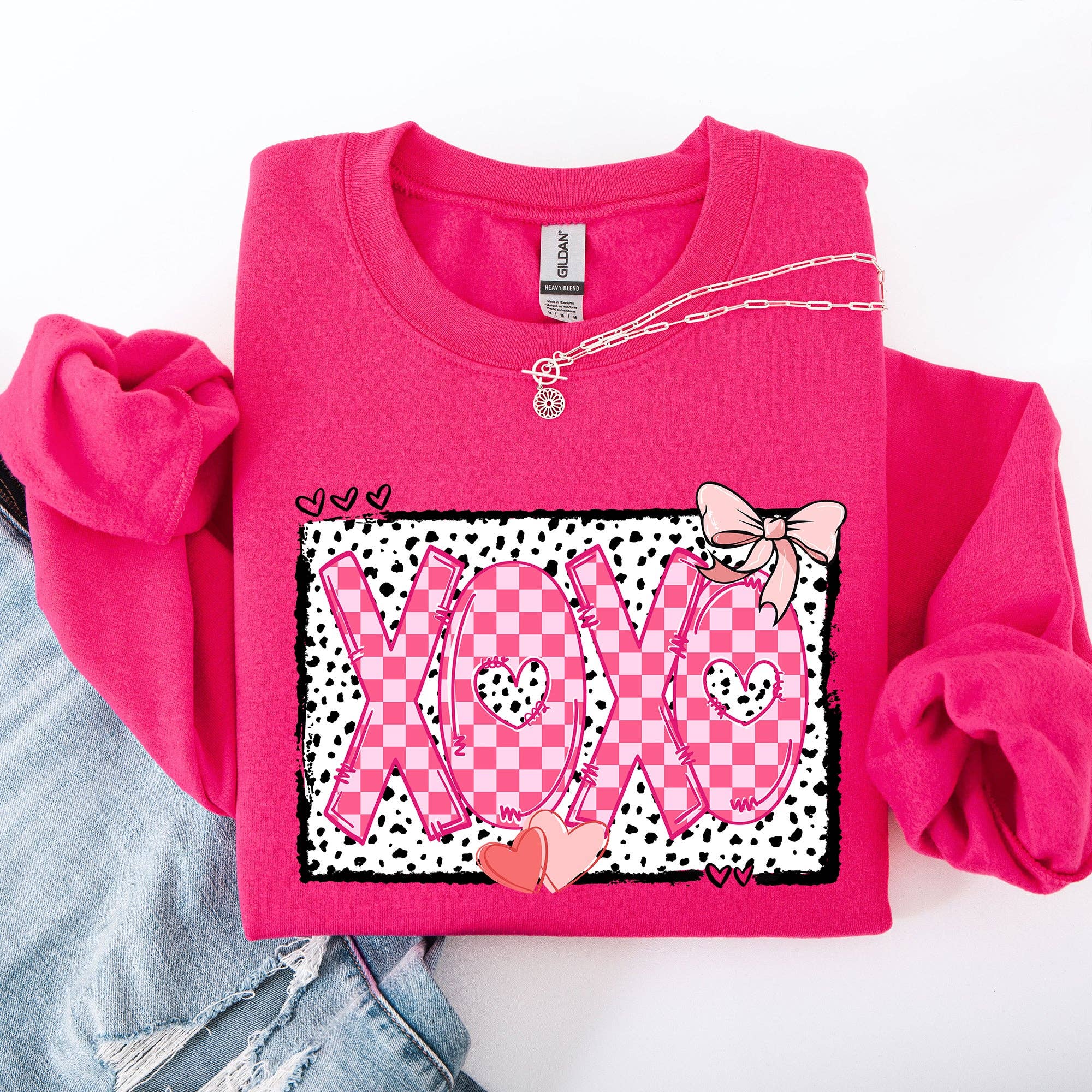 Xoxo, Valentine's Day Dalmatian Print Love Hearts Sweatshirt T-Shirts, Hoodie | PodTeesHub.com