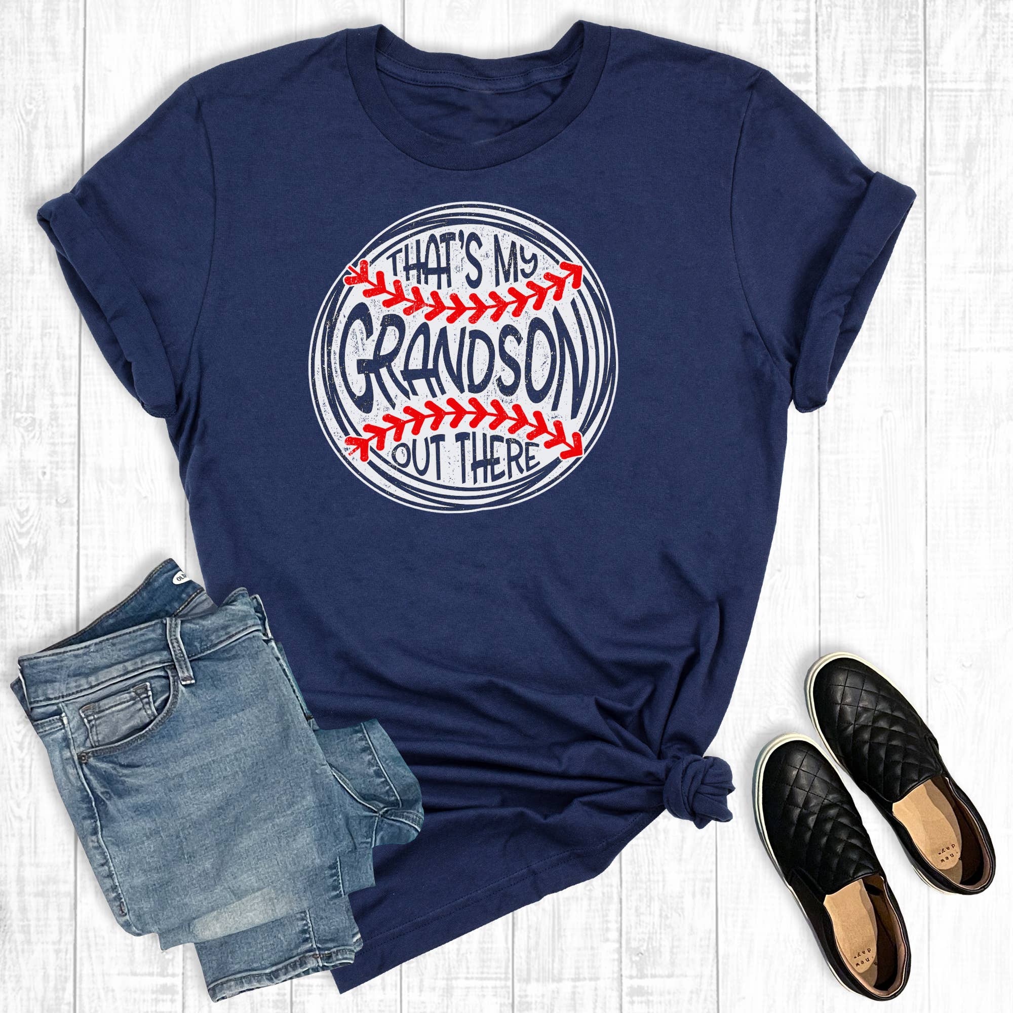 That's My Grandson Out There Baseball Graphic Tee Hoodie, Sweatshirt | PodTeesHub.com