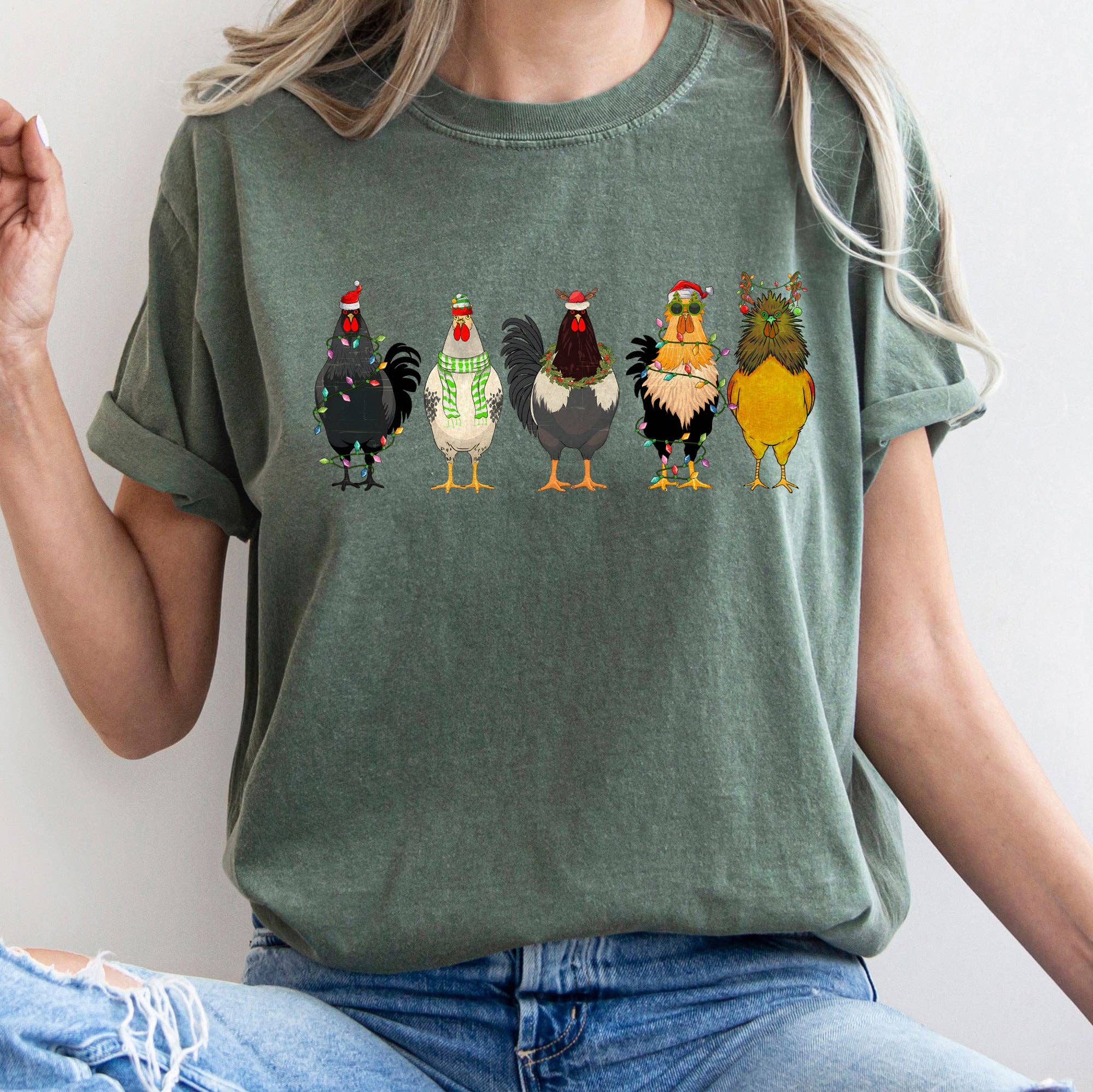 Christmas Chickens, Chicken Lovers, Santa, Farm Life T-Shirt Hoodie, Sweatshirt | PodTeesHub.com