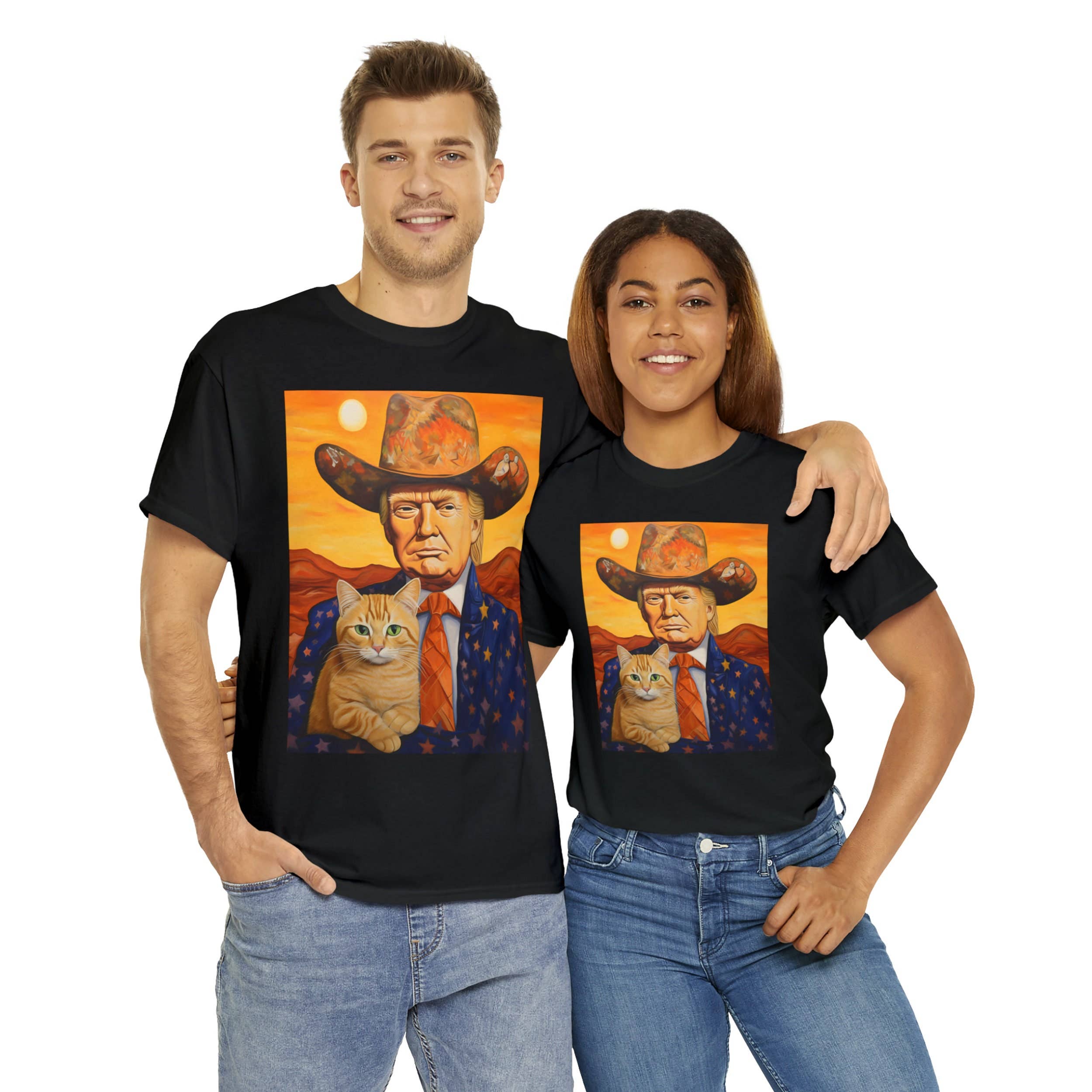 Cowboy Trump & Cat Tee - Funny Donald Trump Gift Shirt Hoodie, Sweatshirt | PodTeesHub.com