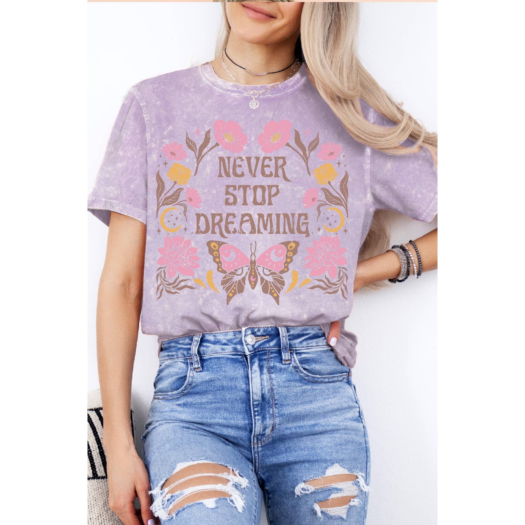 Never Stop Dreaming - Mineral Wash T Shirt Hoodie, Sweatshirt | PodTeesHub.com