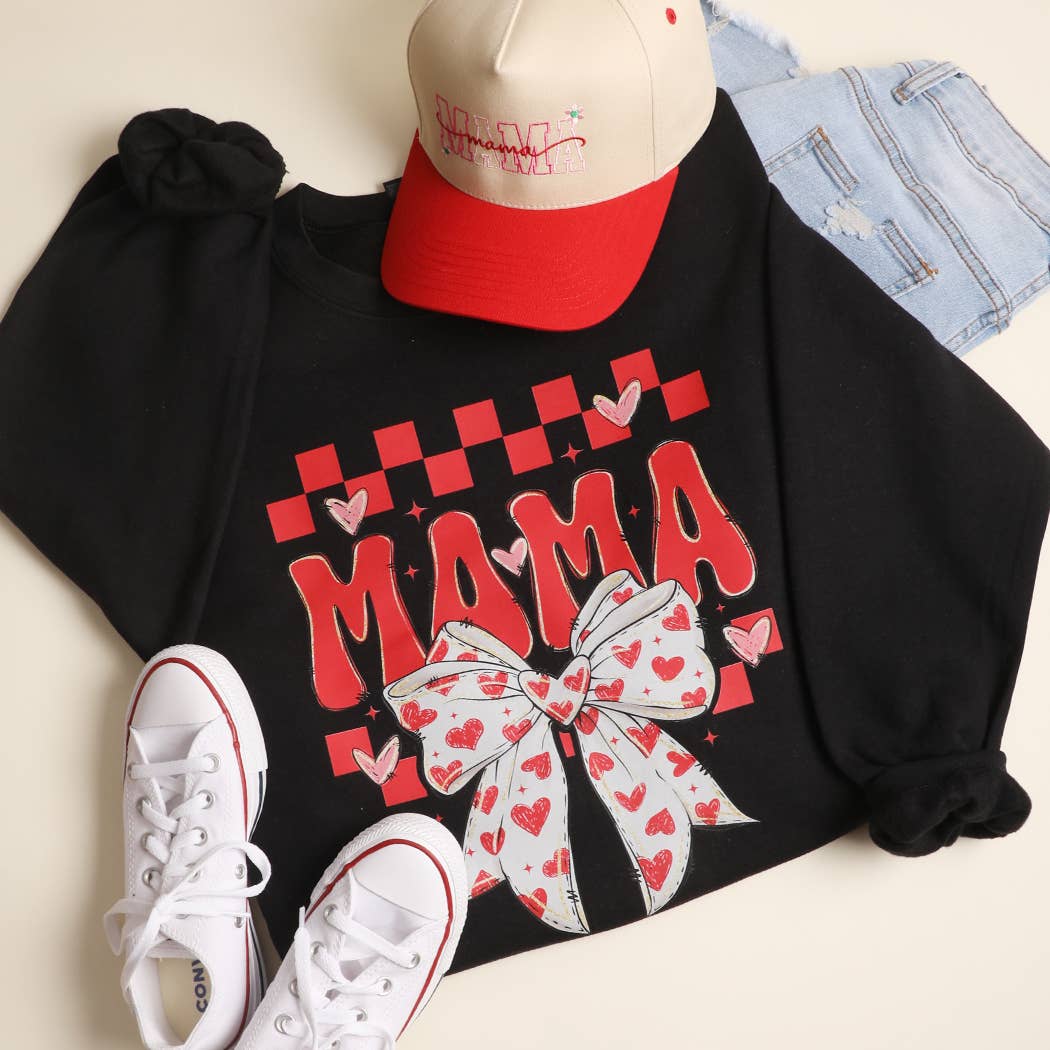 Checker Mama Bow Heavyweight Fleece Sweatshirt T-Shirts, Hoodie | PodTeesHub.com
