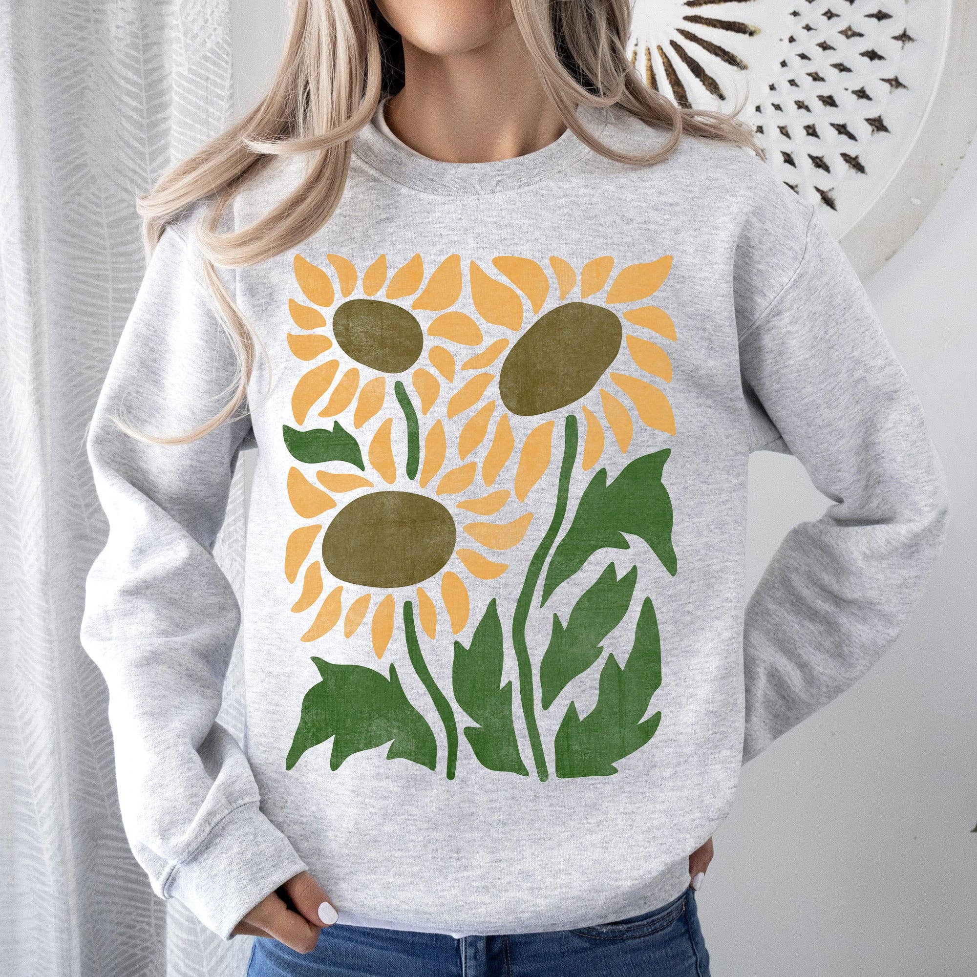 Boho Sunflowers, Retro Floral Sweatshirt T-Shirts, Hoodie | PodTeesHub.com