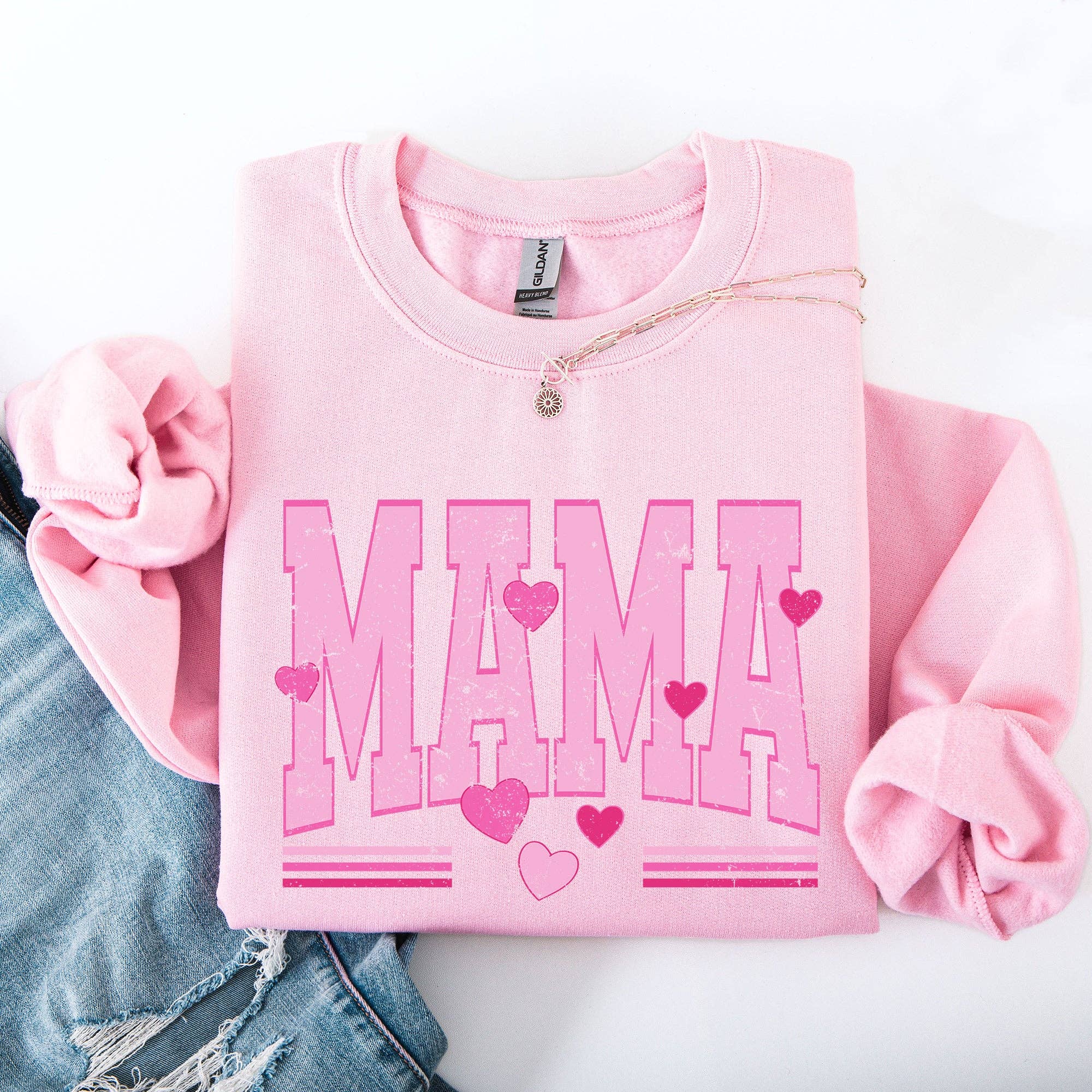 Mama, Love, Valentine's Day, Hearts, Stripes Sweatshirt T-Shirts, Hoodie | PodTeesHub.com