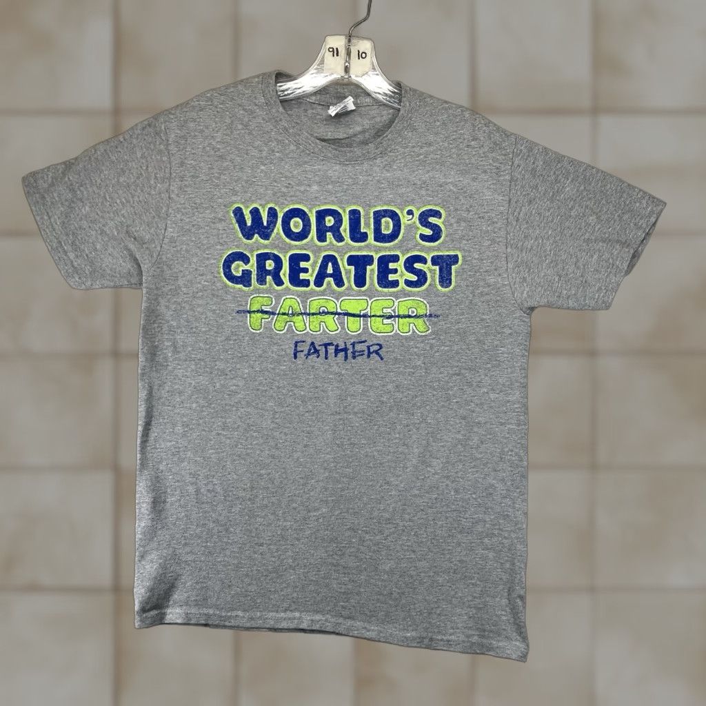 Vintage 1 Dad Graphic Tee World S Greatest Farter Funny T Shirt Mens Small Gray 90s Retro Hoodie, Sweatshirt | PodTeesHub.com