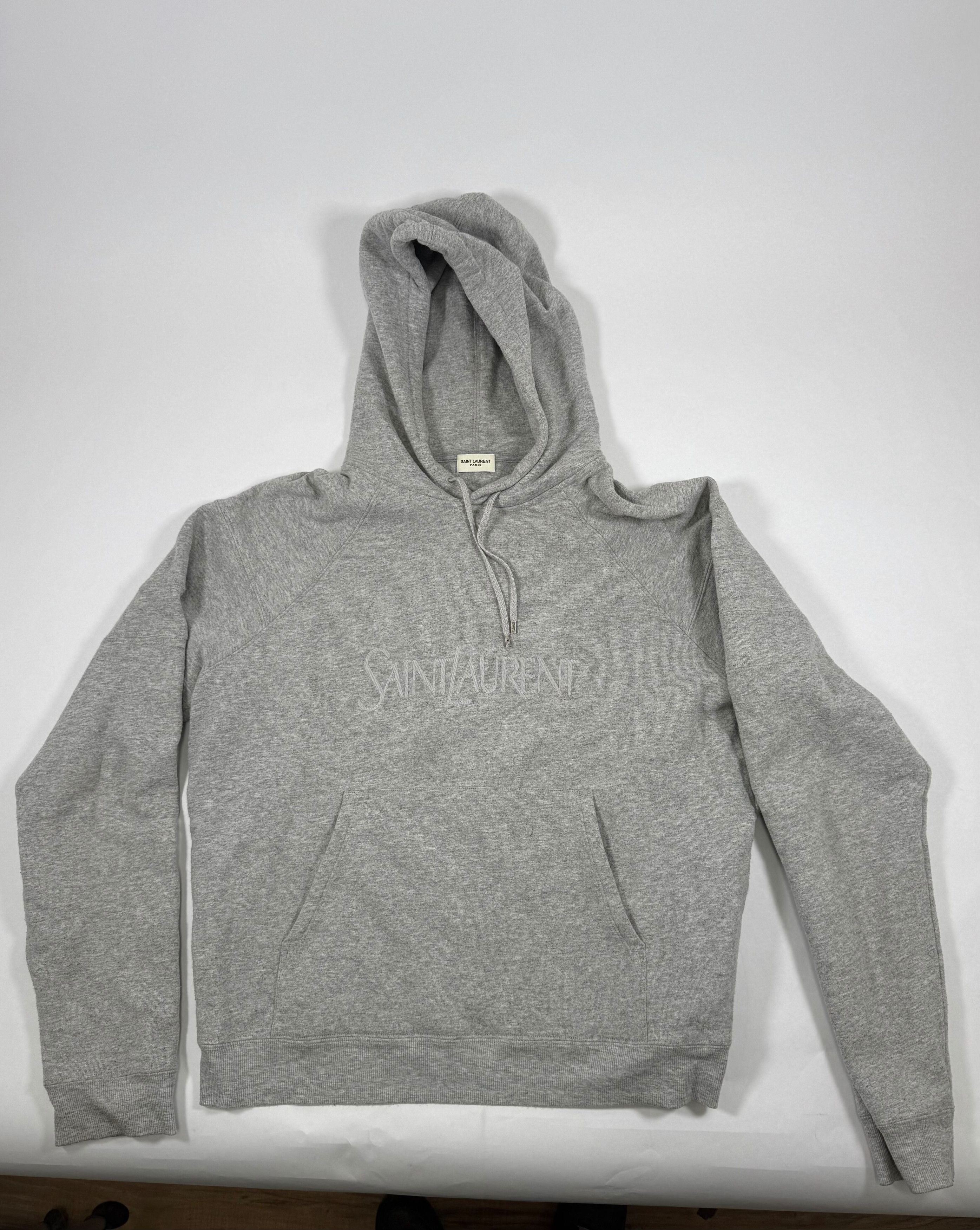 Yves Saint Laurent Logo Grey Raglan Hoodie Sweatshirt T-Shirts | PodTeesHub.com