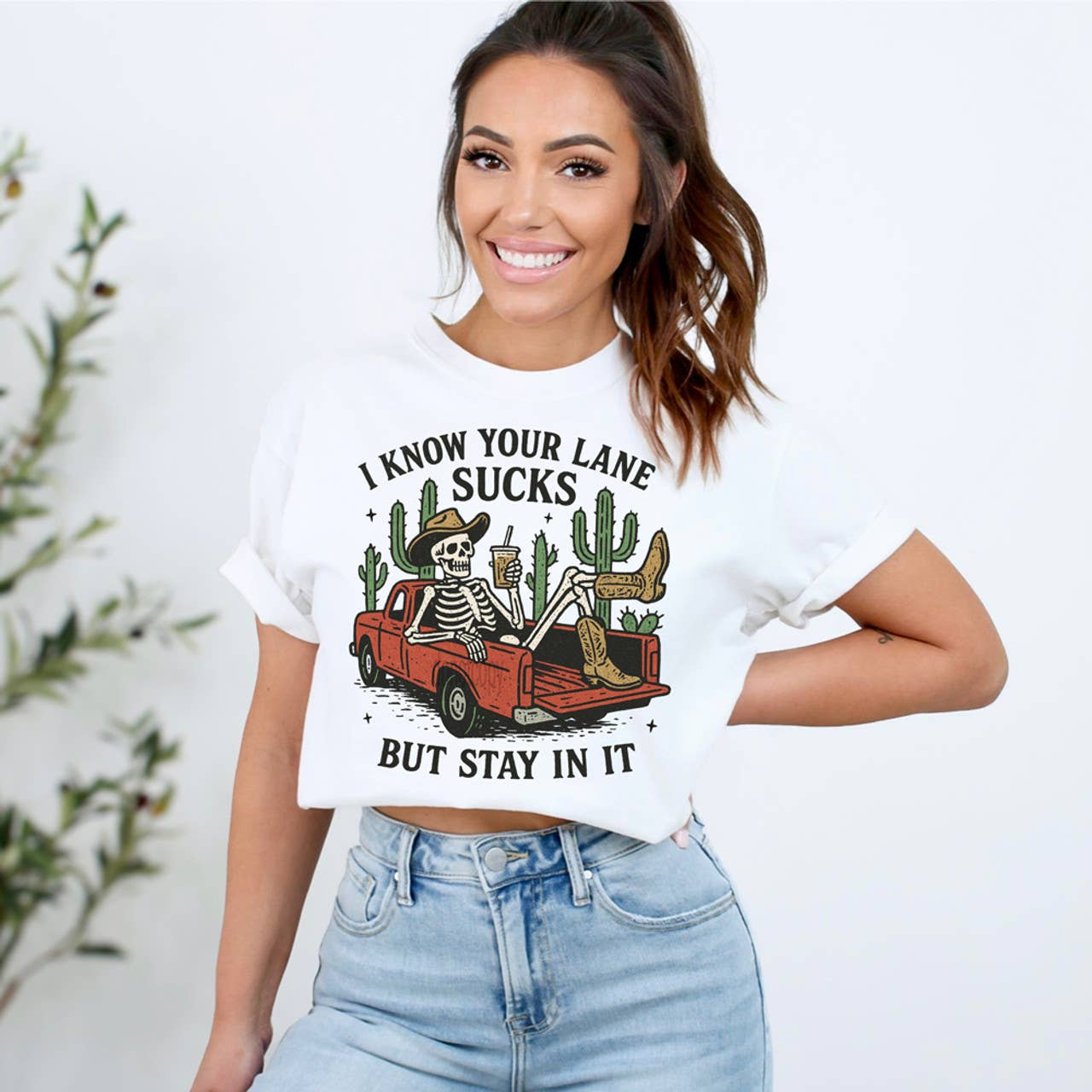I Know Your Lane Sucks But Stay in It Western Skeleton Tee Hoodie, Sweatshirt | PodTeesHub.com