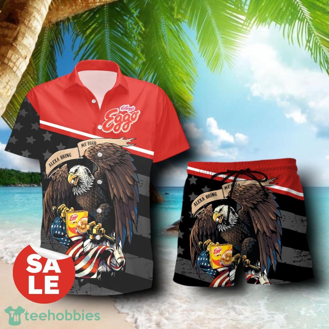 Eggo Eagle American Flag Combo Hawaiian Shirt & Shorts For Men Women