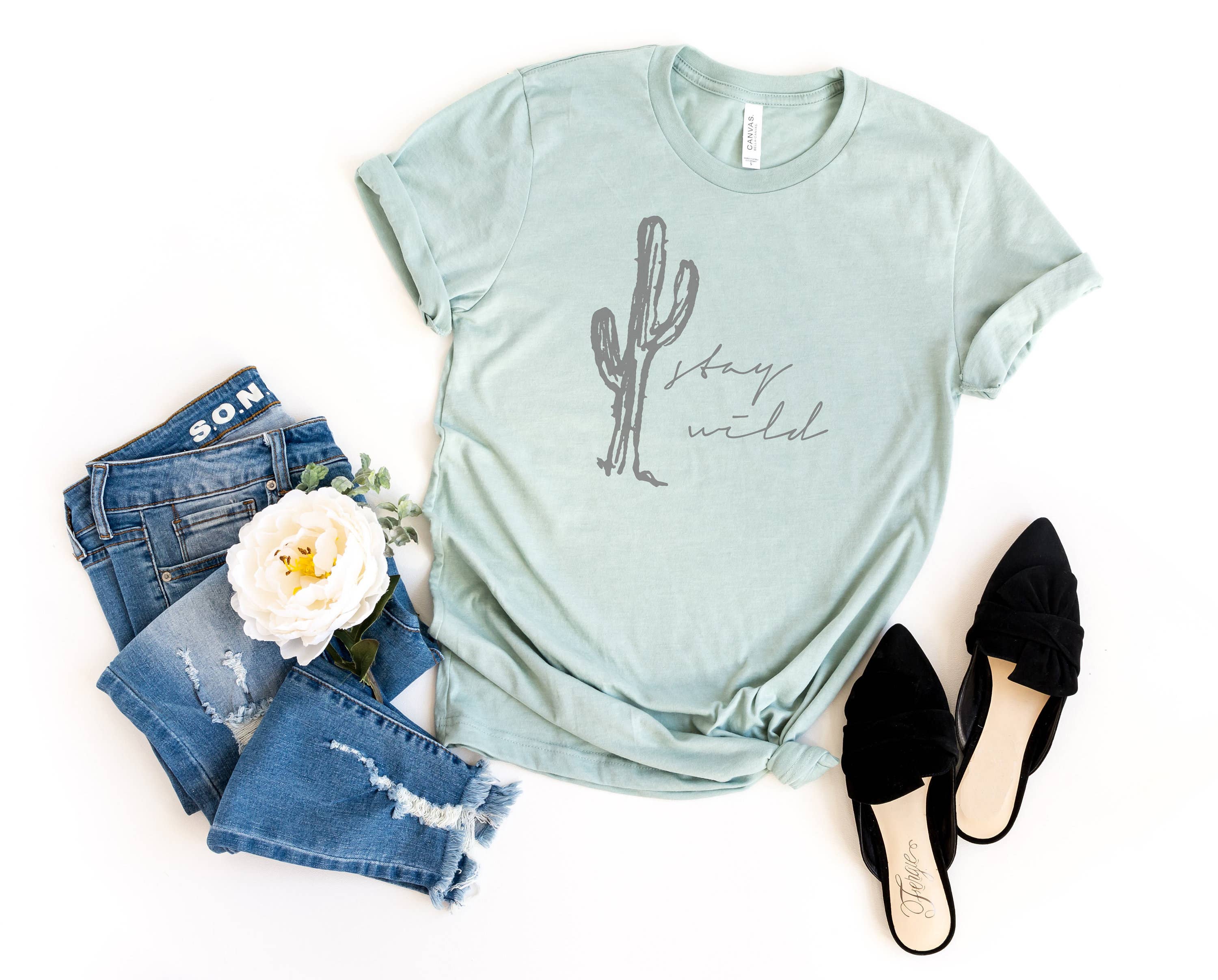 Stay Wild Cactus | Mom Tee Hoodie, Sweatshirt | PodTeesHub.com