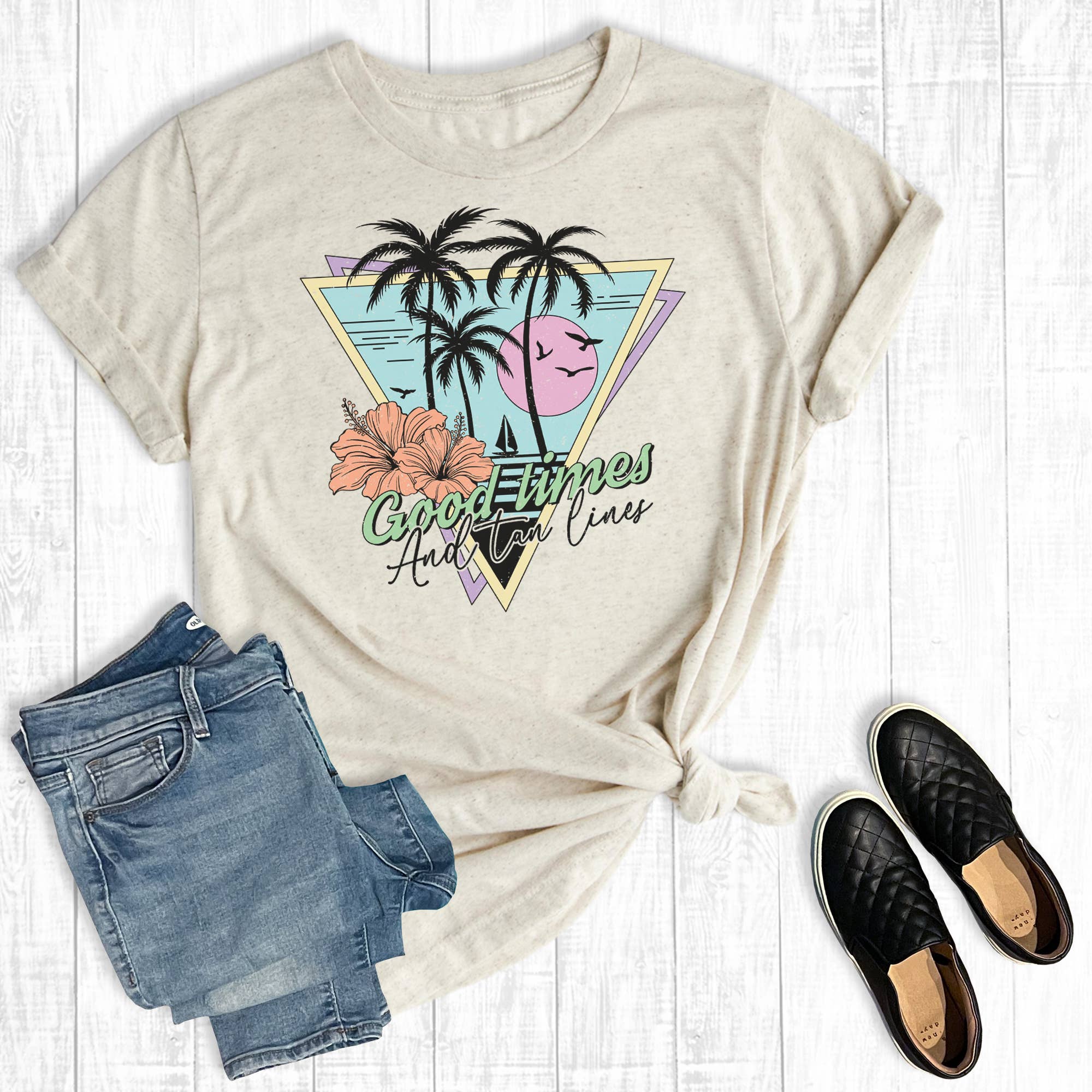 Summer Vacation Good Times and Tan Lines Graphic Tee Hoodie, Sweatshirt | PodTeesHub.com