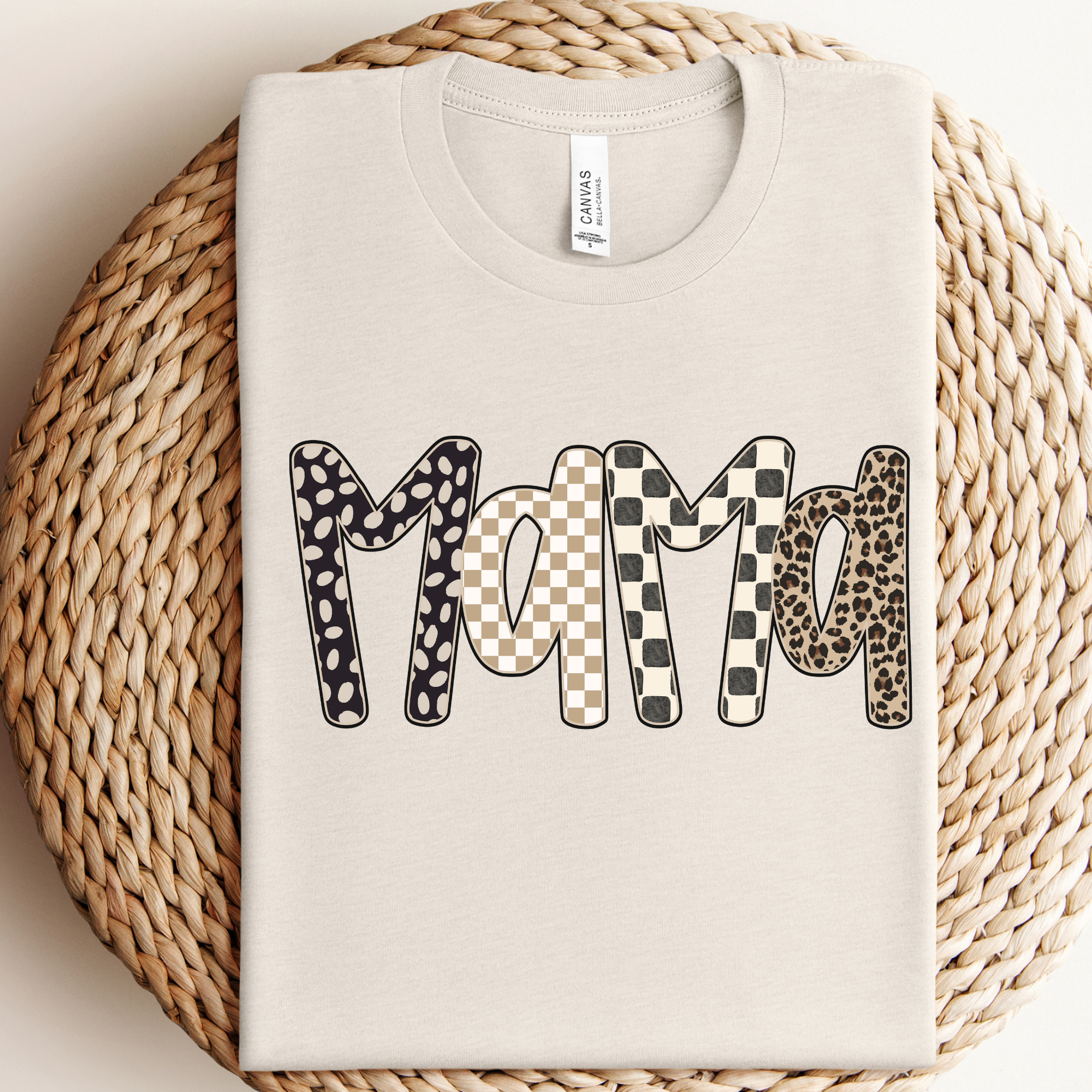 Checkered & Leopard Mama Graphic Tee Hoodie, Sweatshirt | PodTeesHub.com
