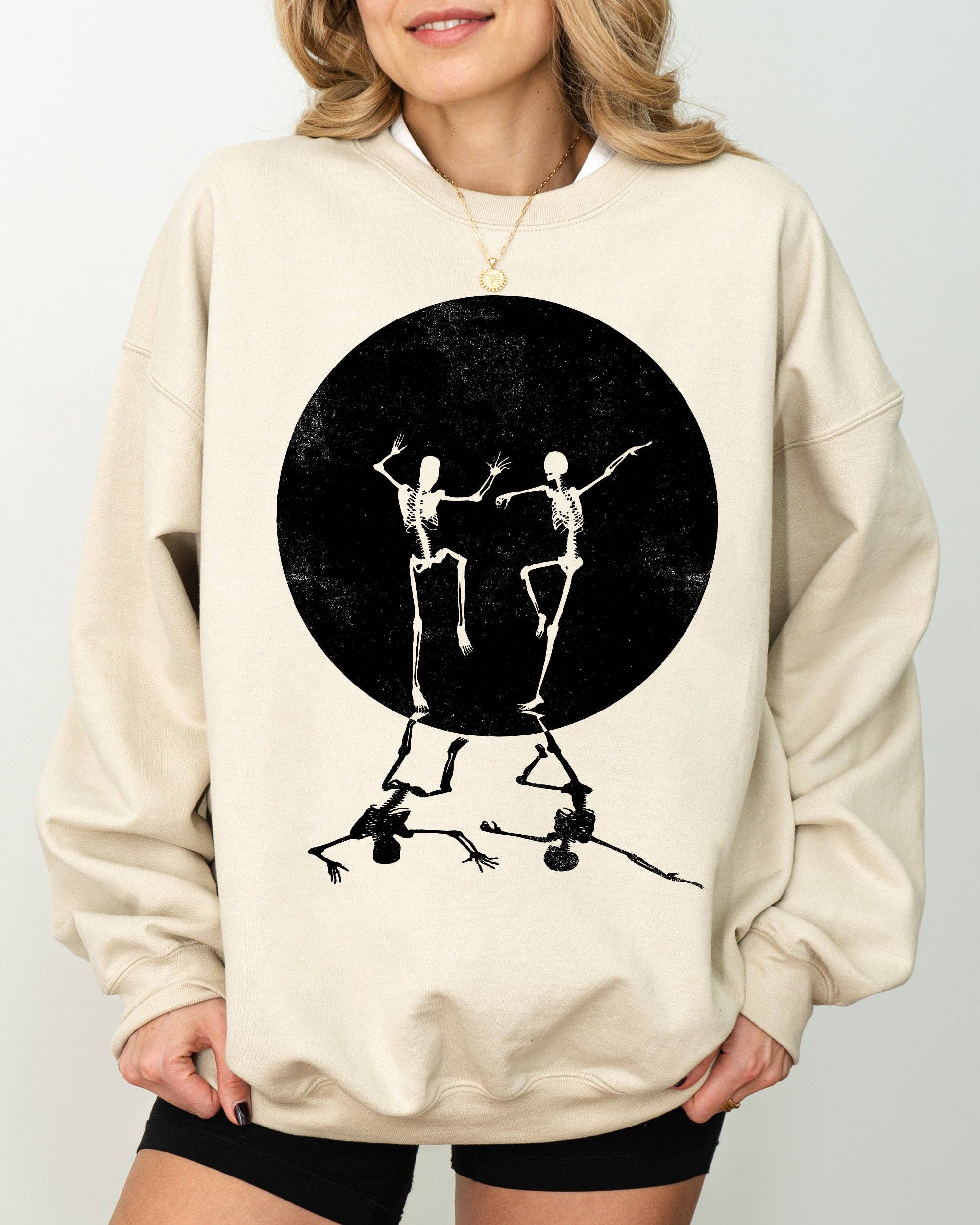 Dancing Skeletons, Moon,  Spooky, Halloween Sweatshirt T-Shirts, Hoodie | PodTeesHub.com