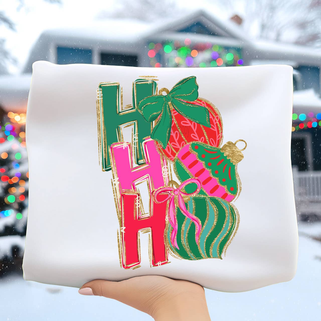 Ho Ho Ho Ornaments Tee Hoodie, Sweatshirt | PodTeesHub.com