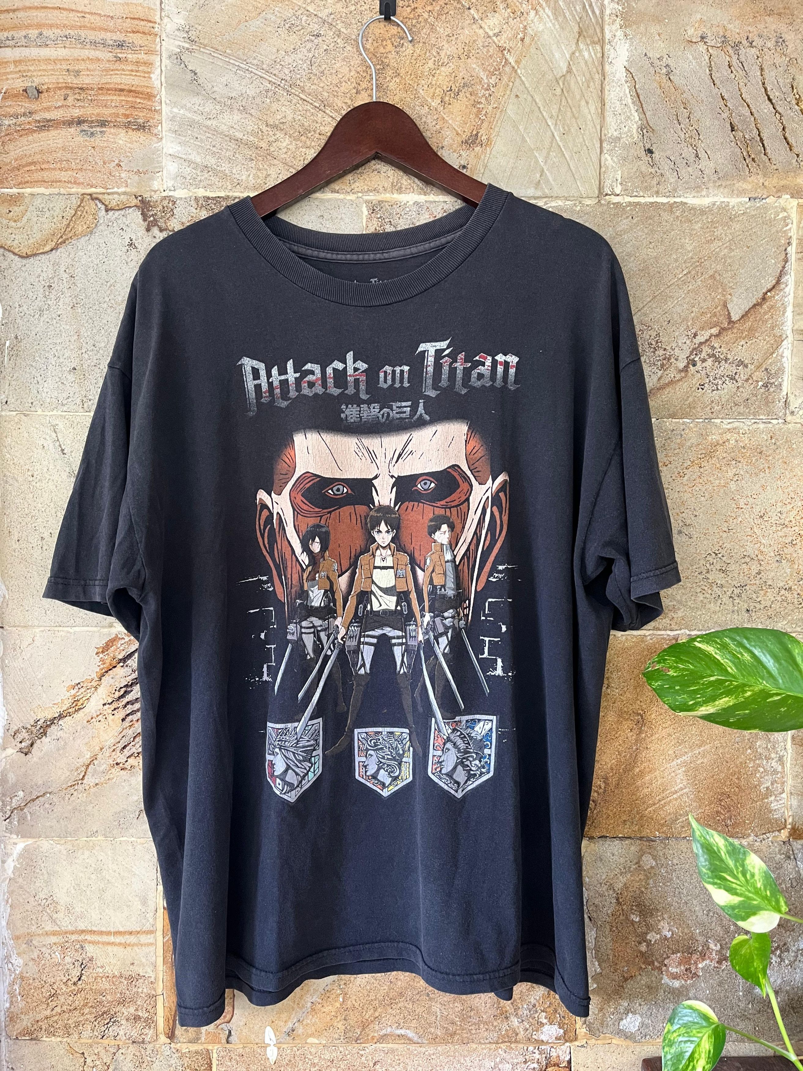 Anime Attack On Titan Eren Mikasa Levi Anime Manga T Shirt Vintage Hoodie, Sweatshirt | PodTeesHub.com