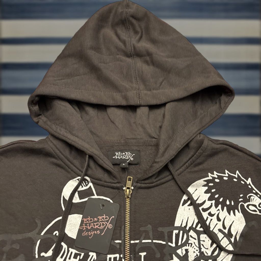 Hardy Nwt Ed Hardy Men S L Full Zip Hoodie Death Or Glory Silver Graphic Hoodie T-Shirts, Sweatshirt | PodTeesHub.com