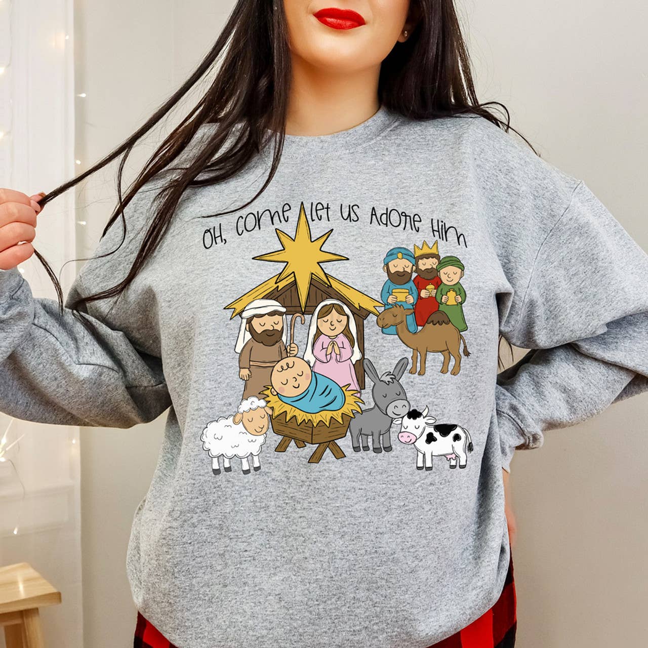 Oh Come Let Us Adore Him Sweatshirt T-Shirts, Hoodie | PodTeesHub.com