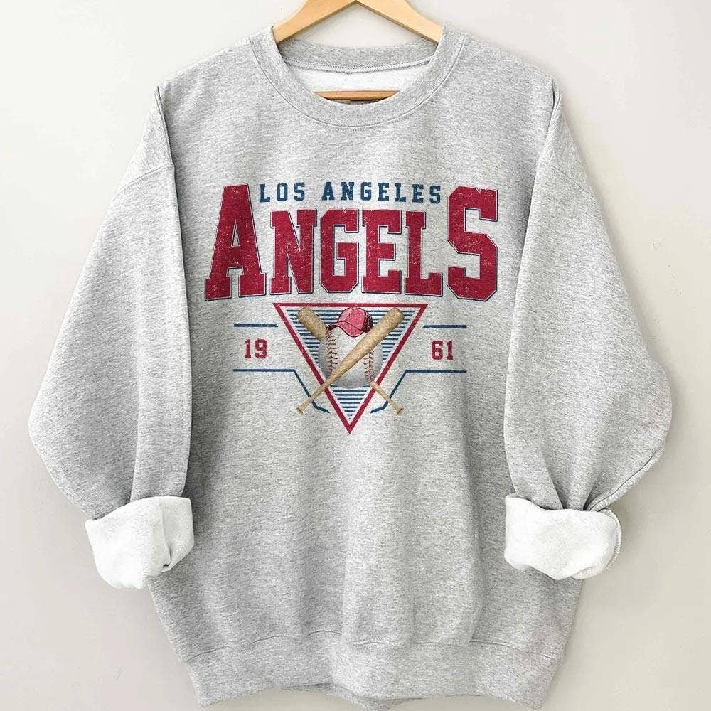 Los Angeles Baseball Crewneck Sweatshirt Retro Style T-Shirts, Hoodie | PodTeesHub.com