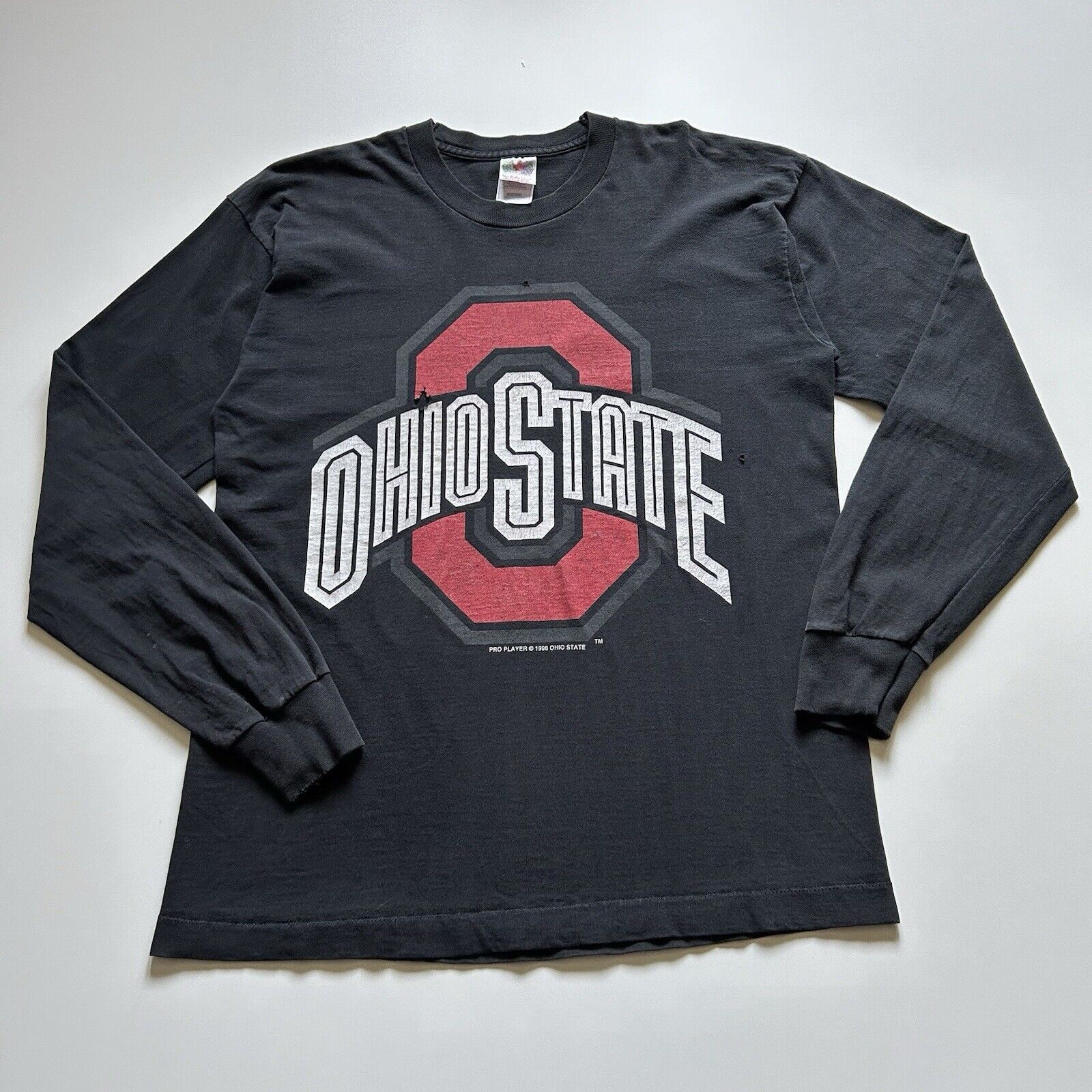 Fruit Of The Loom Vintage 90s Ohio State Ncaa Long Sleeve Shirt Large Faded Hoodie, Sweatshirt | PodTeesHub.com