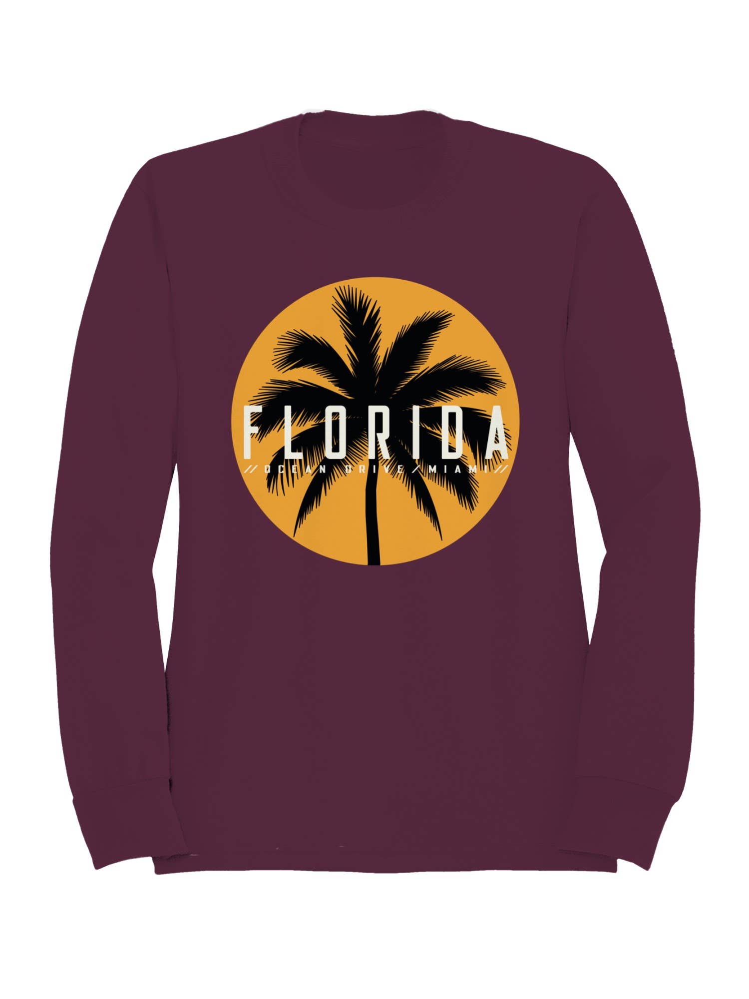 Miami Florida Palm Sunset Design Men's Sweatshirt T-Shirts, Hoodie | PodTeesHub.com