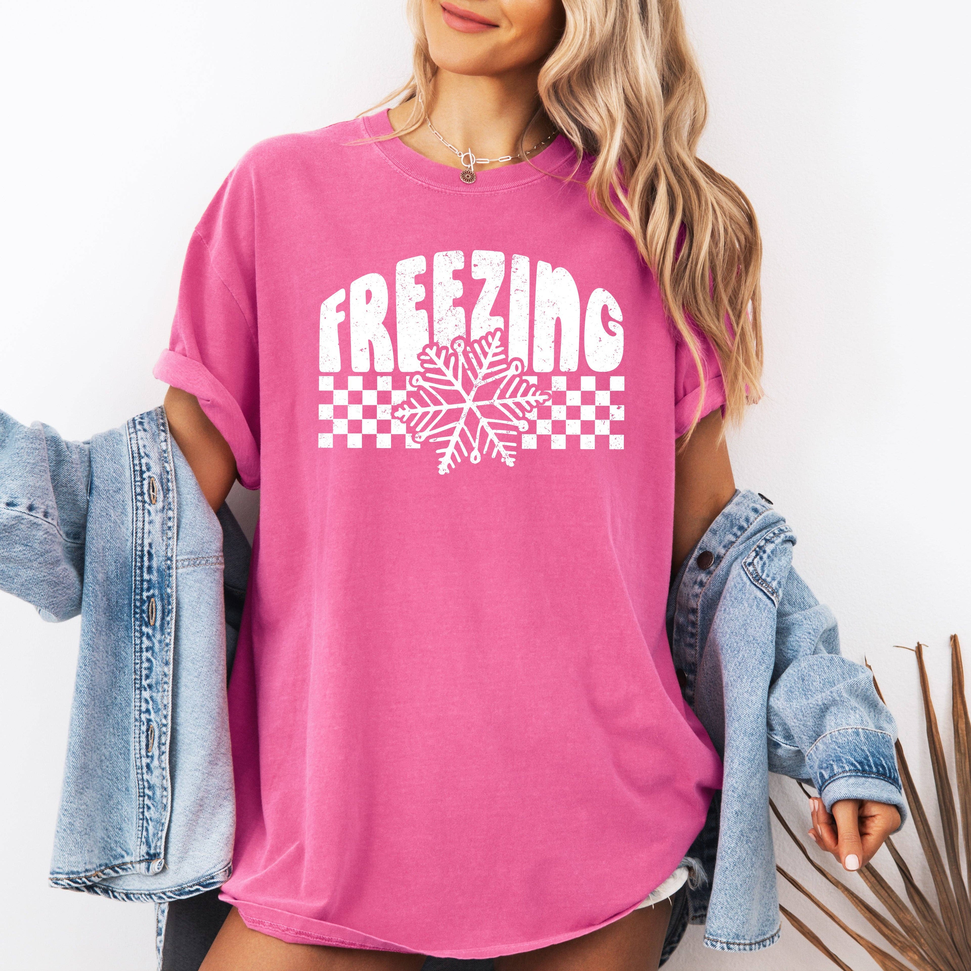 Freezing, Retro, Checkered, Snowflake, Winter, Cold T-Shirt Hoodie, Sweatshirt | PodTeesHub.com