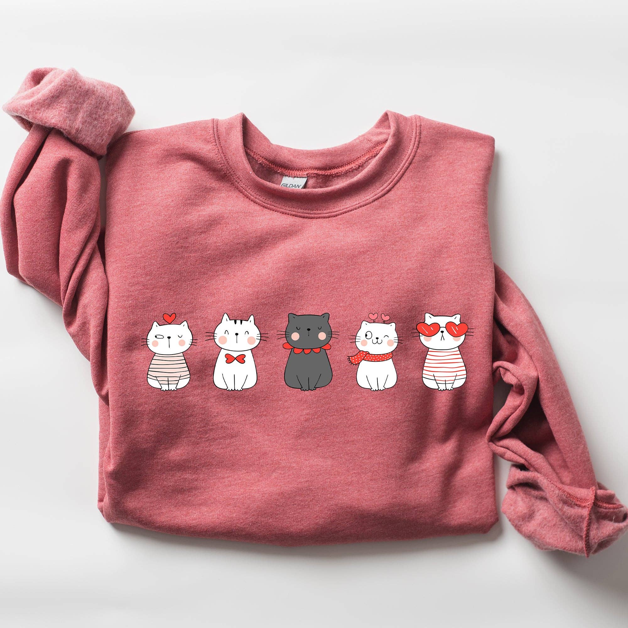 Valentine's Cat, Cute, Kawaii, Love, Heart Sweatshirt T-Shirts, Hoodie | PodTeesHub.com