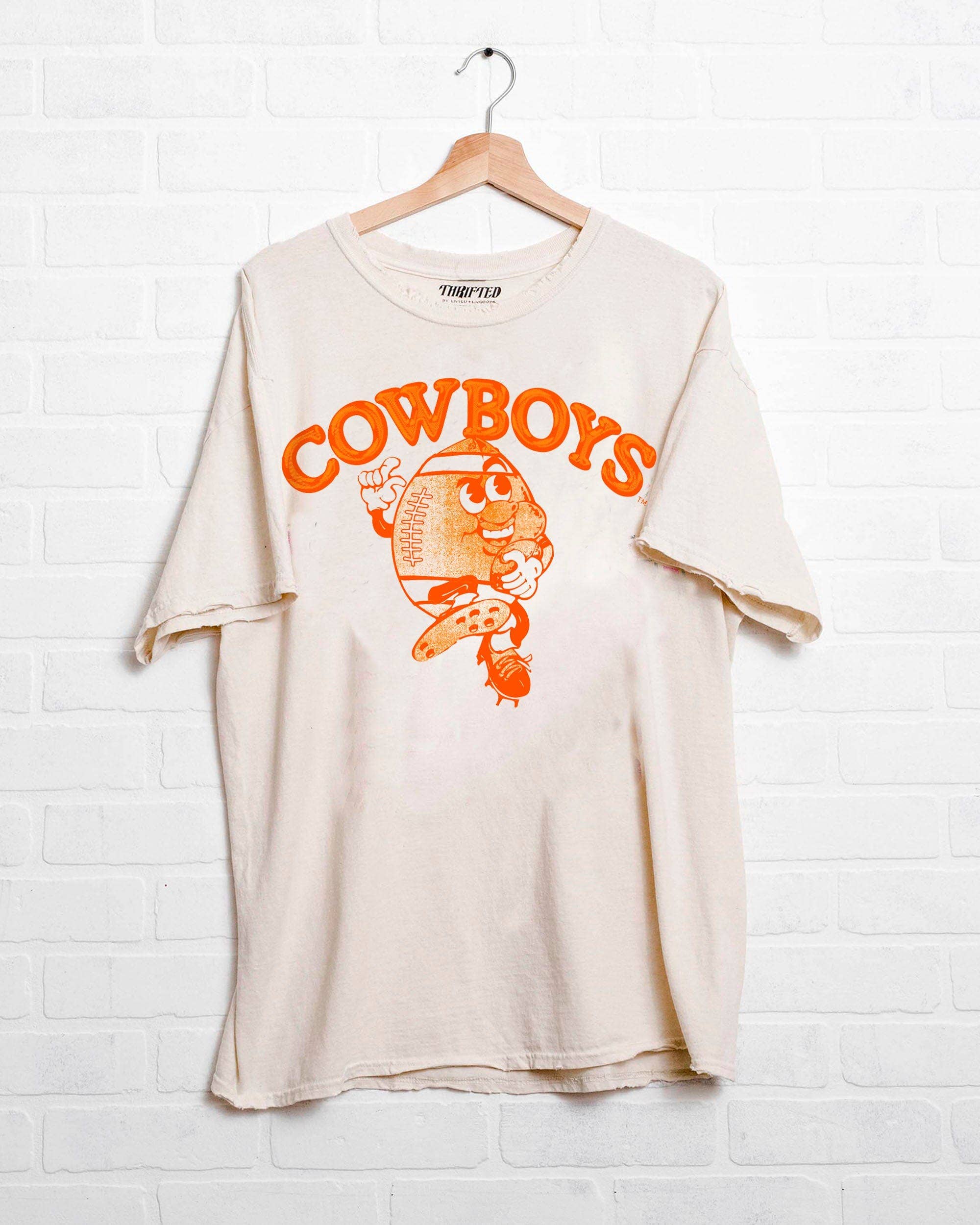 Osu Cowboys Football Run Off White Thrifted Tee Hoodie, Sweatshirt | PodTeesHub.com