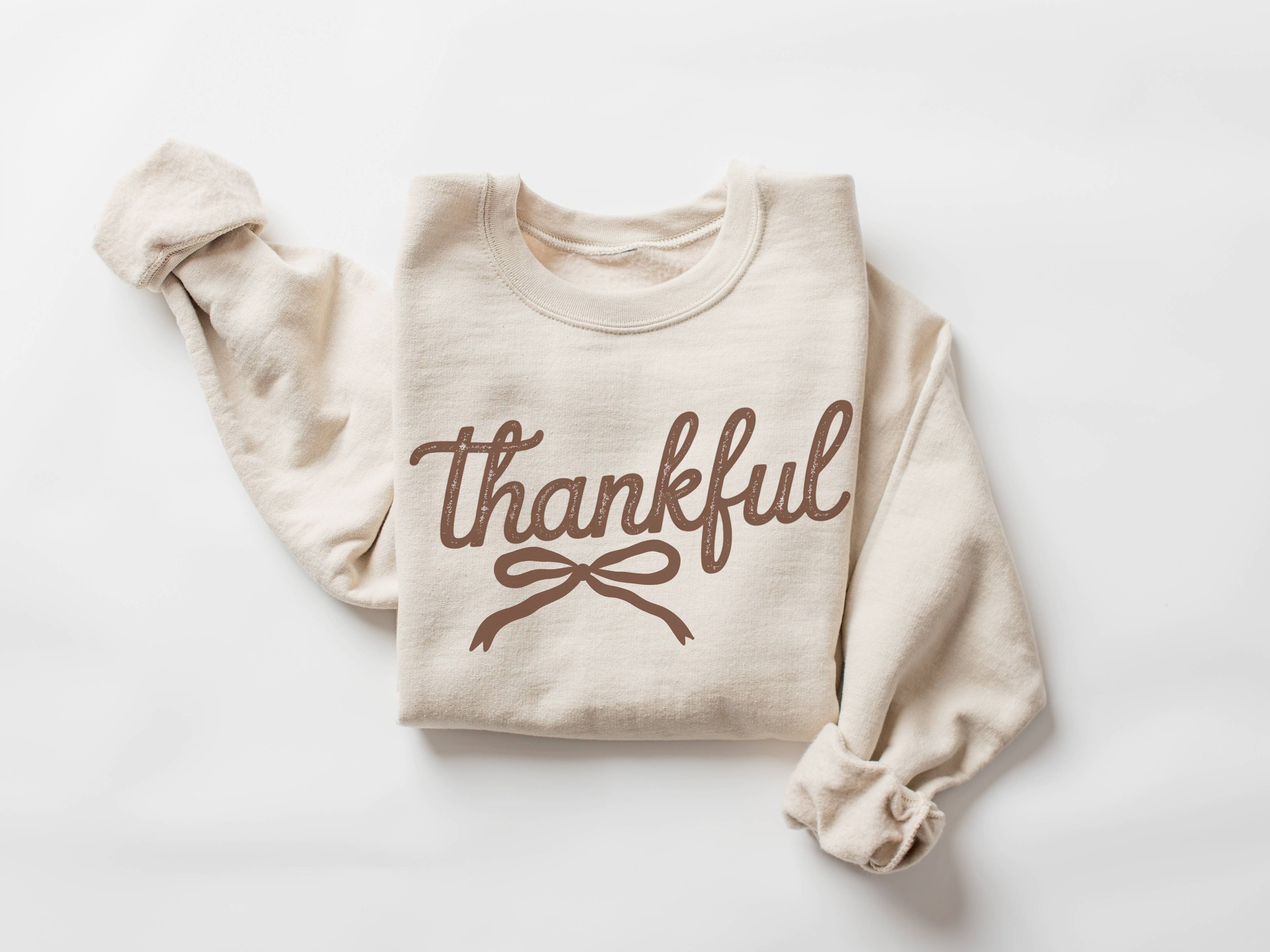 Thankful Bow Crew Neck Sweatshirt T-Shirts, Hoodie | PodTeesHub.com