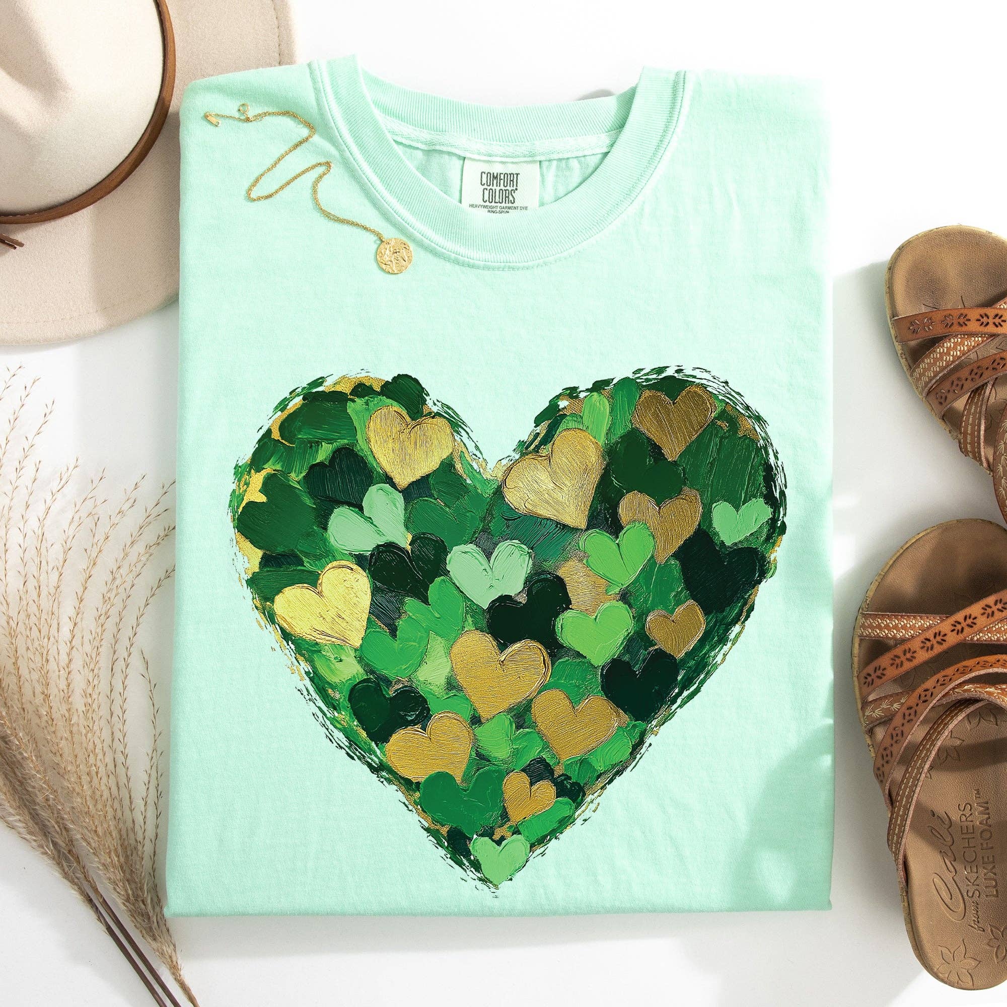 Painted Hearts, St Patrick's Day, Shamrock, Clover, Tshirt Hoodie, Sweatshirt | PodTeesHub.com