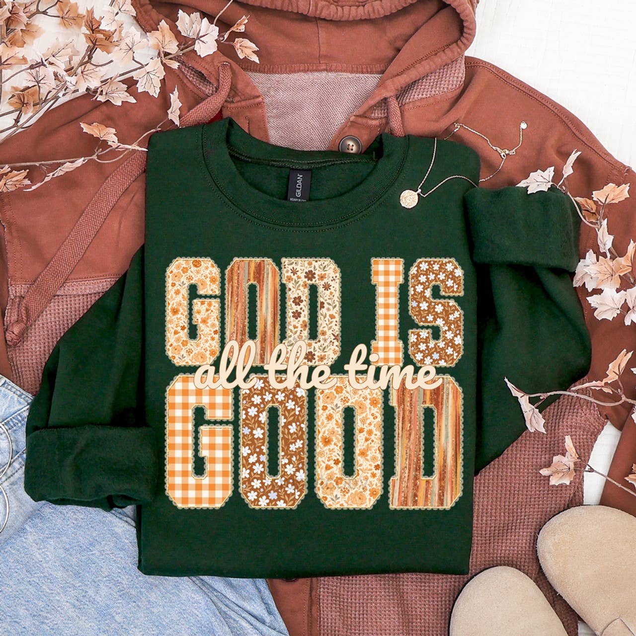 God Is Good All the Time Fall Sweatshirt T-Shirts, Hoodie | PodTeesHub.com