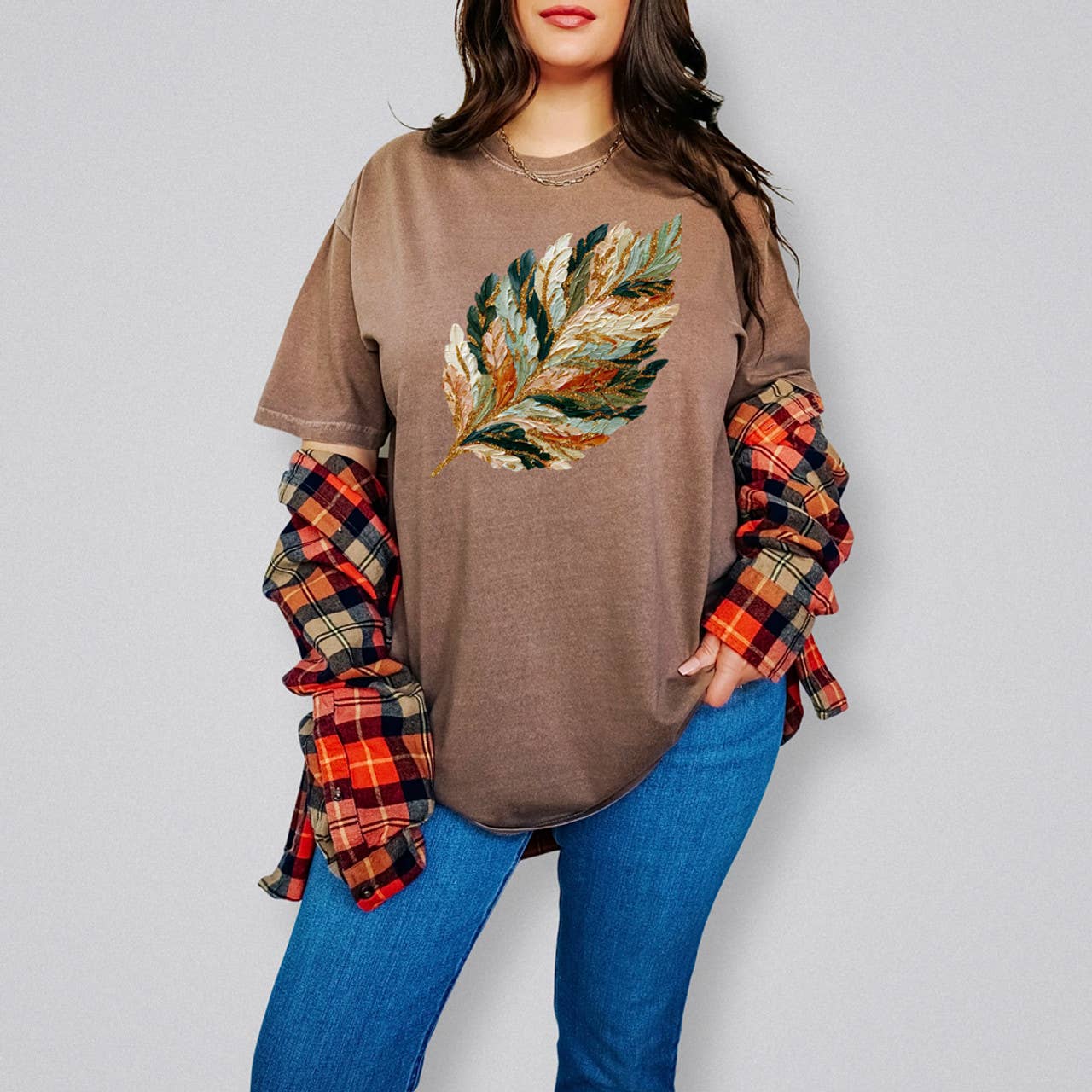 Hand Painted Fall Leaf Faux Glitter Tee Hoodie, Sweatshirt | PodTeesHub.com