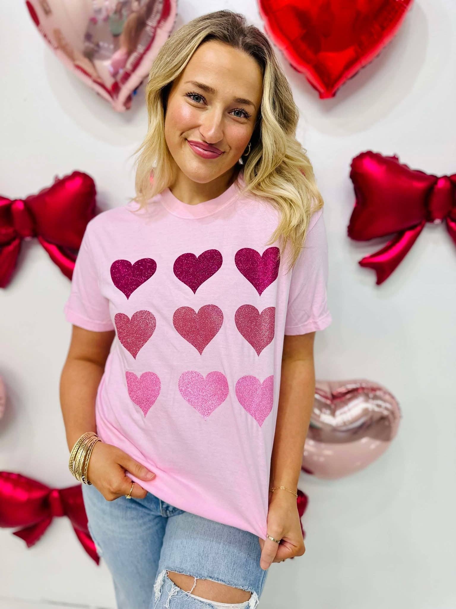9 Multi Colored Glitter Hearts Tee Hoodie, Sweatshirt | PodTeesHub.com