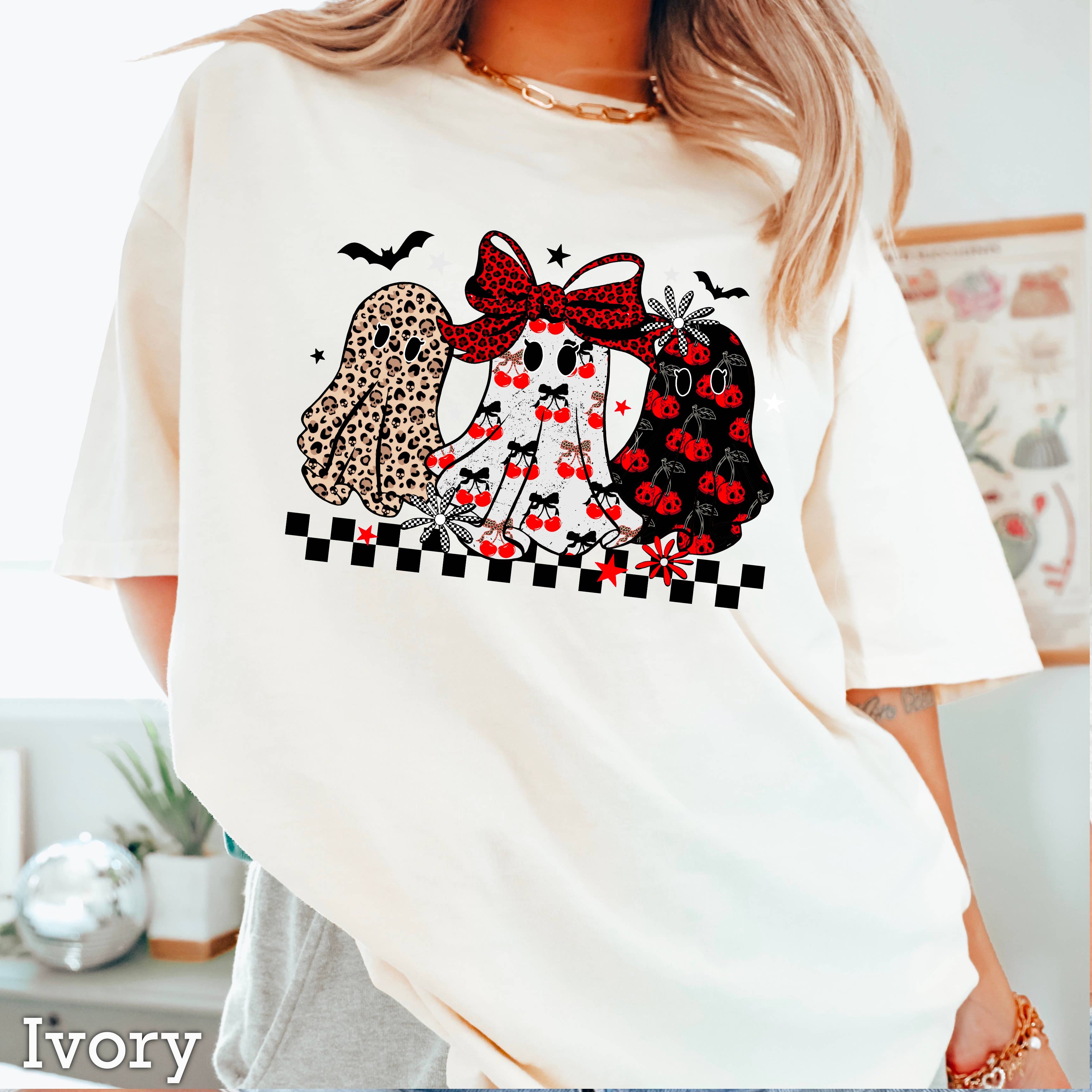 Halloween 2025 Leopard Ghost Graphic Shirt | Comfort Color Hoodie, Sweatshirt | PodTeesHub.com