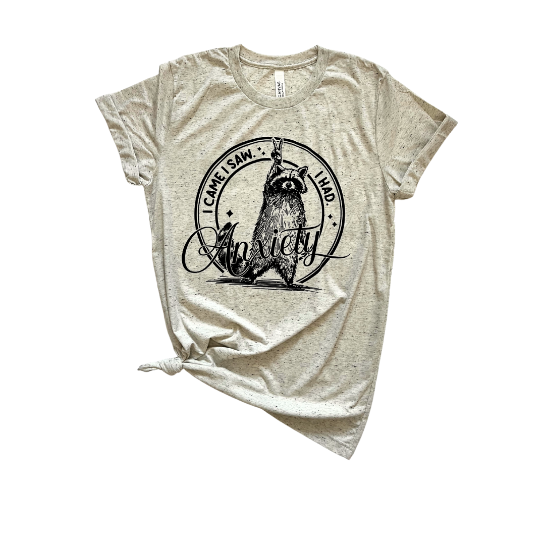 I Came I Saw I Had Anxiety Raccoon Tee Hoodie, Sweatshirt | PodTeesHub.com