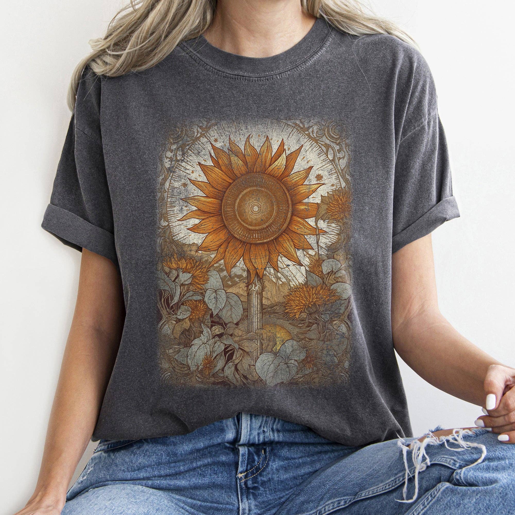 Vintage Sunflower Field T-Shirt Hoodie, Sweatshirt | PodTeesHub.com