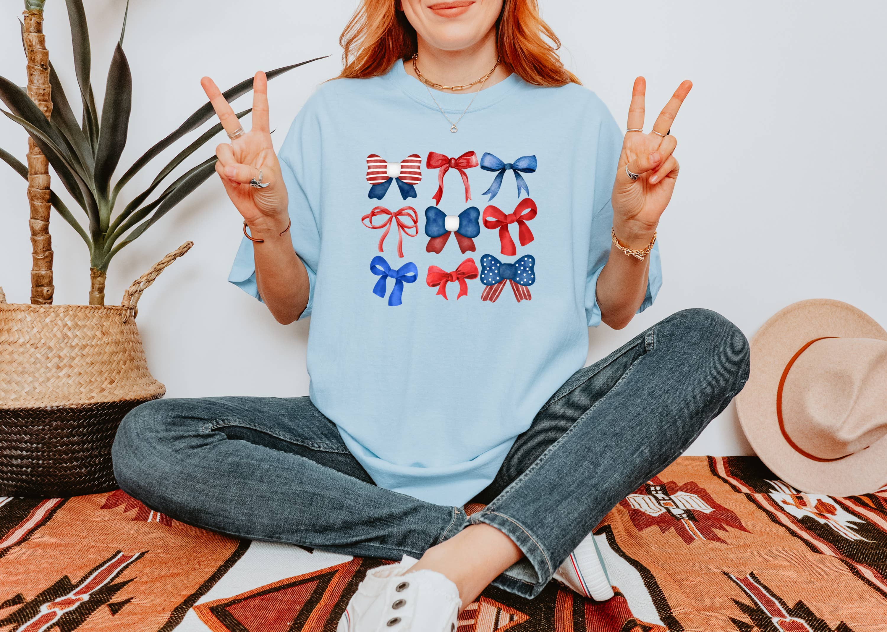 Fourth of July, Patriotic, Graphic Tee, Americana, Bows Hoodie, Sweatshirt | PodTeesHub.com