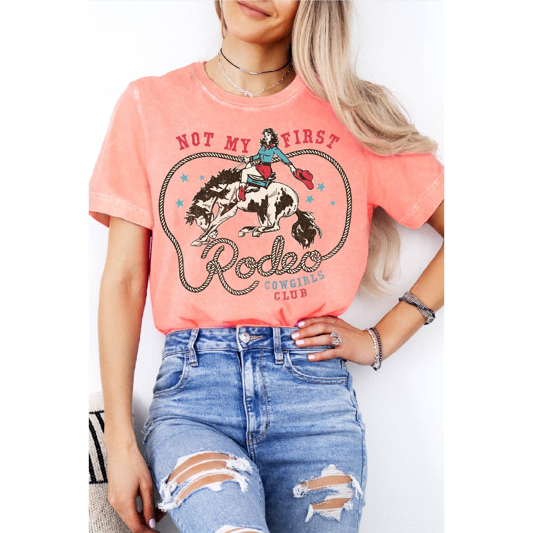 Not My First Rodeo Cowgirls Club Mineral Wash T Shirt Hoodie, Sweatshirt | PodTeesHub.com